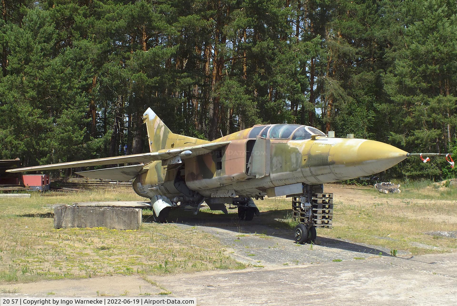 20 57, Mikoyan-Gurevich MiG-23UB C/N A1038506, Mikoyan i Gurevich MiG-23UB FLOGGER-C at the Luftfahrtmuseum Finowfurt
