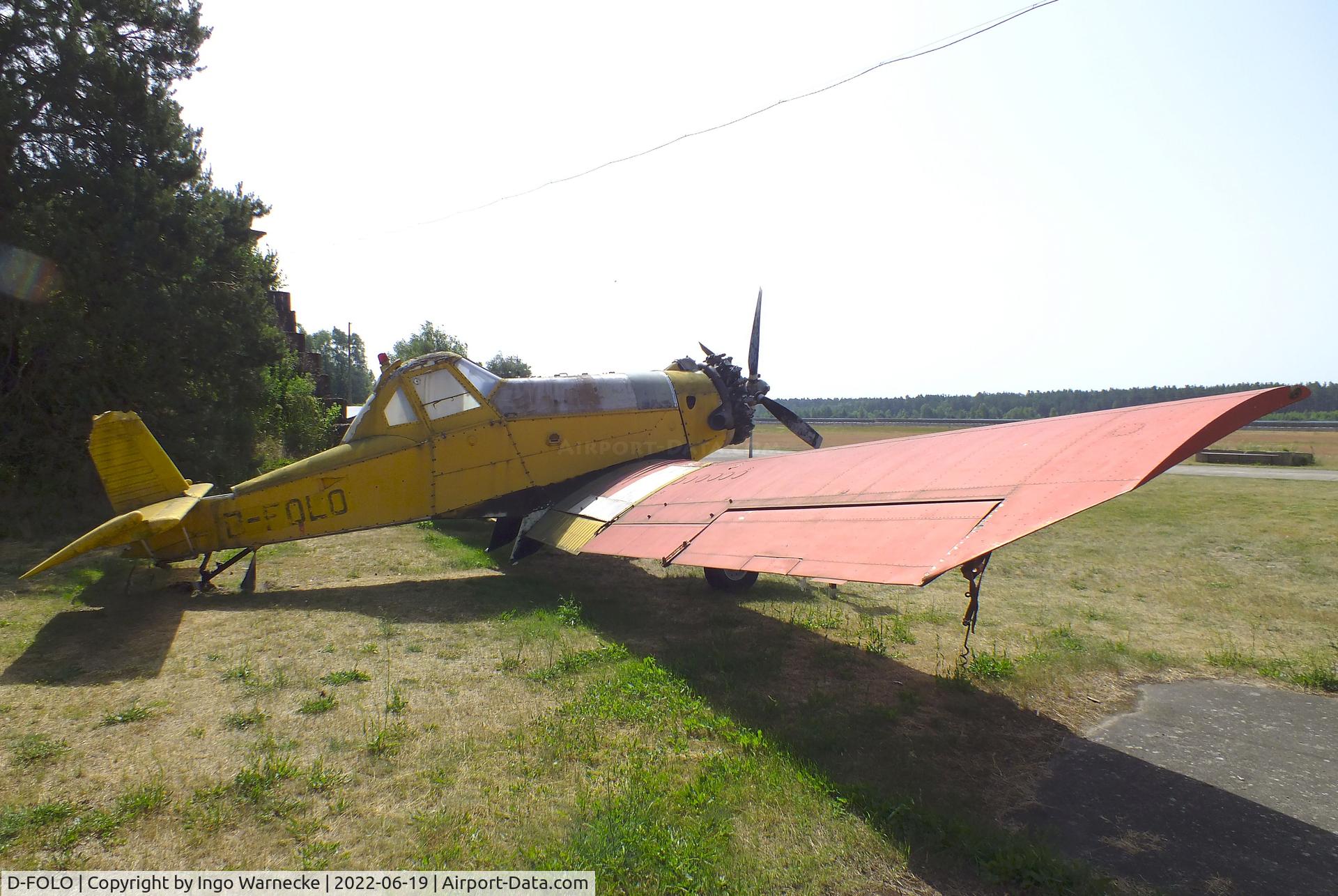 D-FOLO, PZL-Mielec M-18A Dromader C/N 1Z019-23, PZL-Mielec M-18A Dromader (minus rudder, with the wings of D-FOMH) at the Luftfahrtmuseum Finowfurt