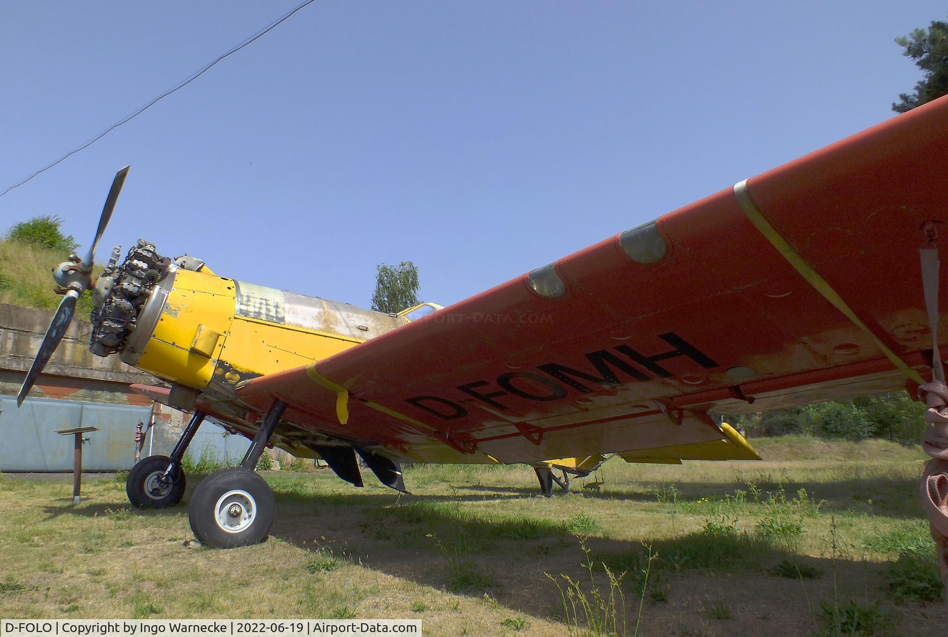D-FOLO, PZL-Mielec M-18A Dromader C/N 1Z019-23, PZL-Mielec M-18A Dromader (minus rudder, with the wings of D-FOMH) at the Luftfahrtmuseum Finowfurt