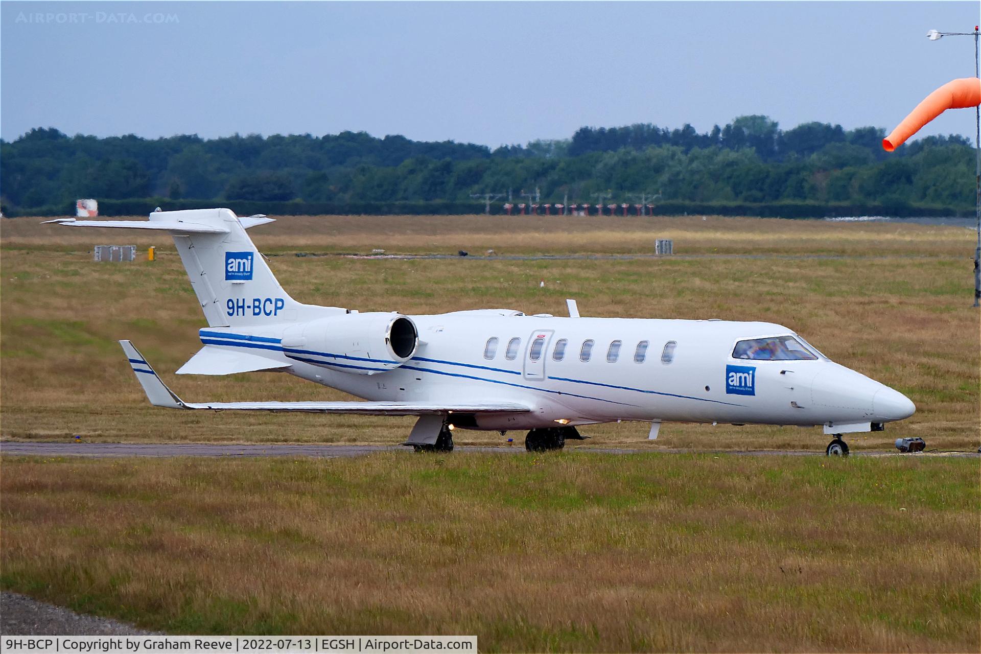 9H-BCP, 2005 Learjet 45 C/N 45-287, Departing from Norwich.