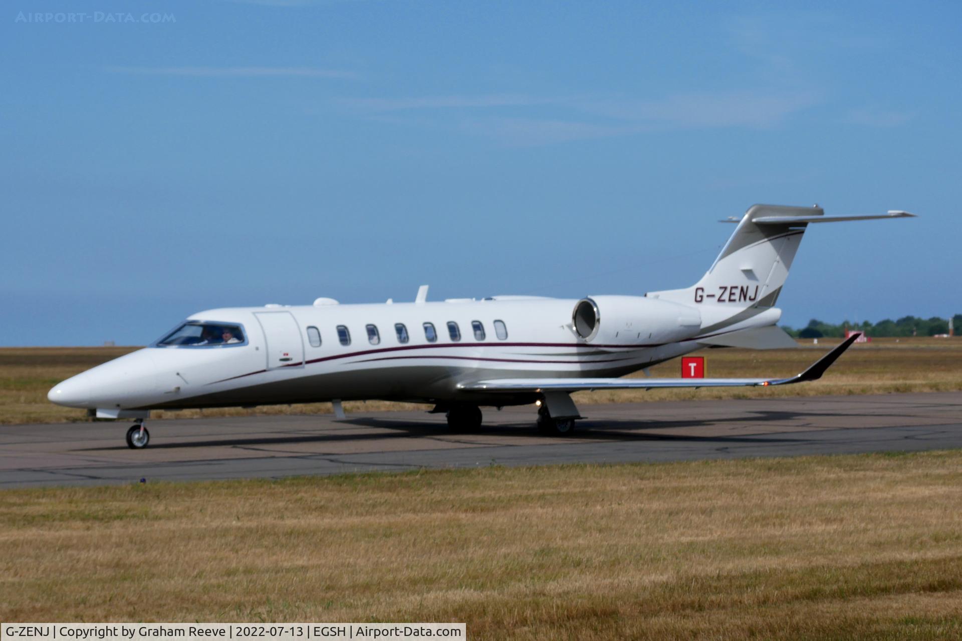 G-ZENJ, 2018 Learjet 75 C/N 45-565, Just landed at Norwich.