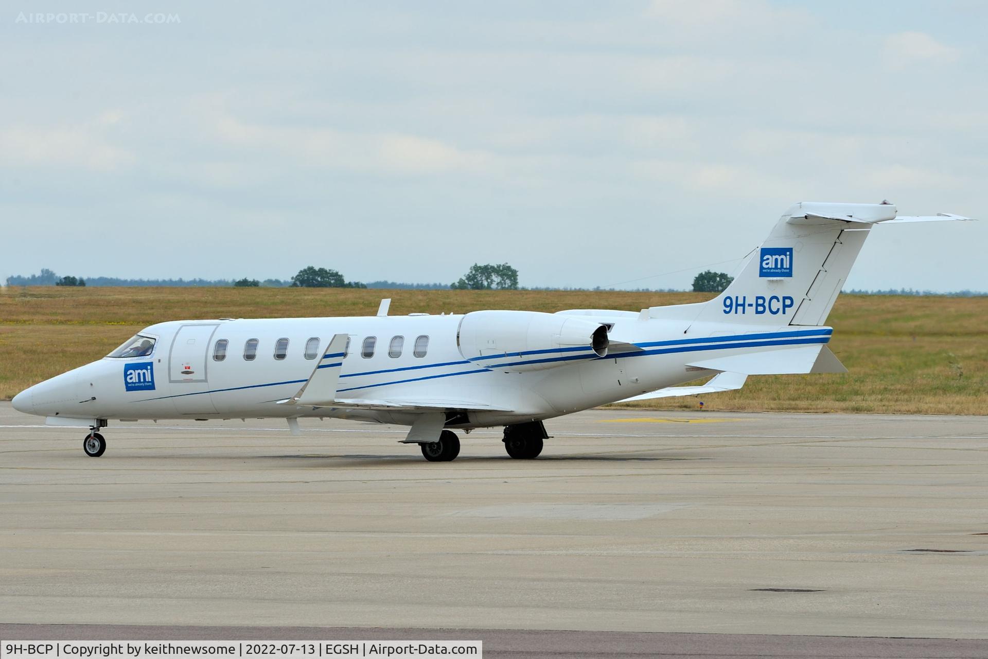 9H-BCP, 2005 Learjet 45 C/N 45-287, Arriving at Norwich from Genoa, Italy.