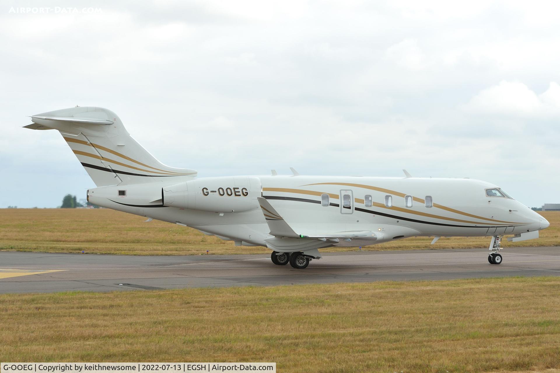 G-OOEG, 2018 Bombardier Challenger 350 (BD-100-1A10) C/N 20733, Arriving at Norwich from Farnborough.