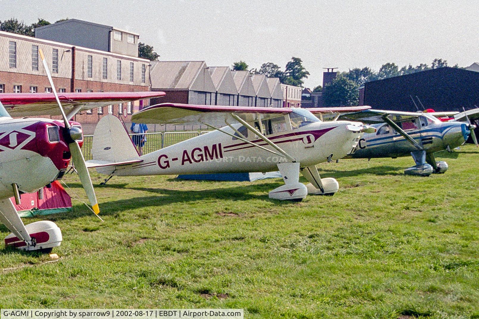 G-AGMI, 1941 Luscombe 8E Silvaire C/N 1569, Schaffen-Diest oldtimer meeting. In a row of Luscombes. Scanned from a slide.