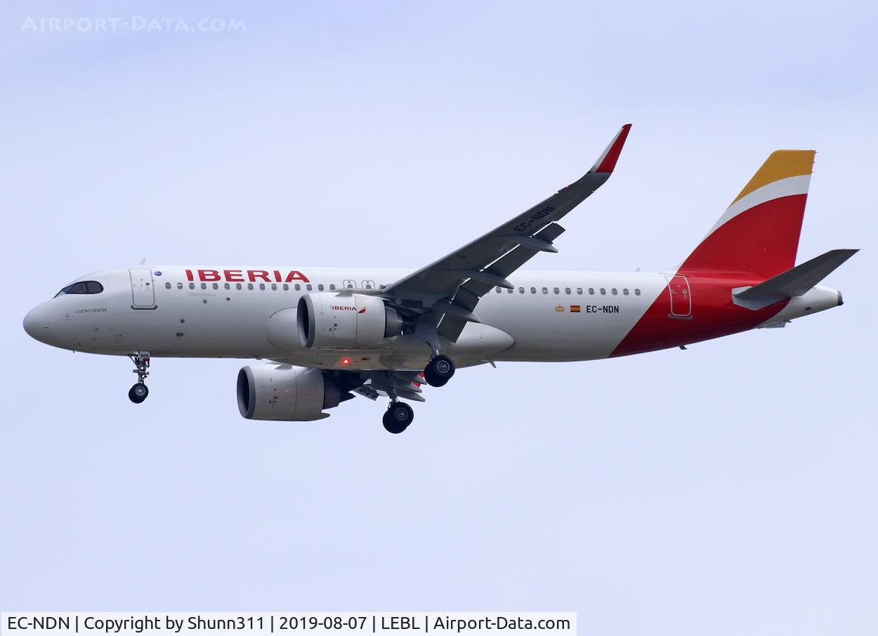 EC-NDN, 2019 Airbus A320-251N C/N 8939, Landing rwy 07L
