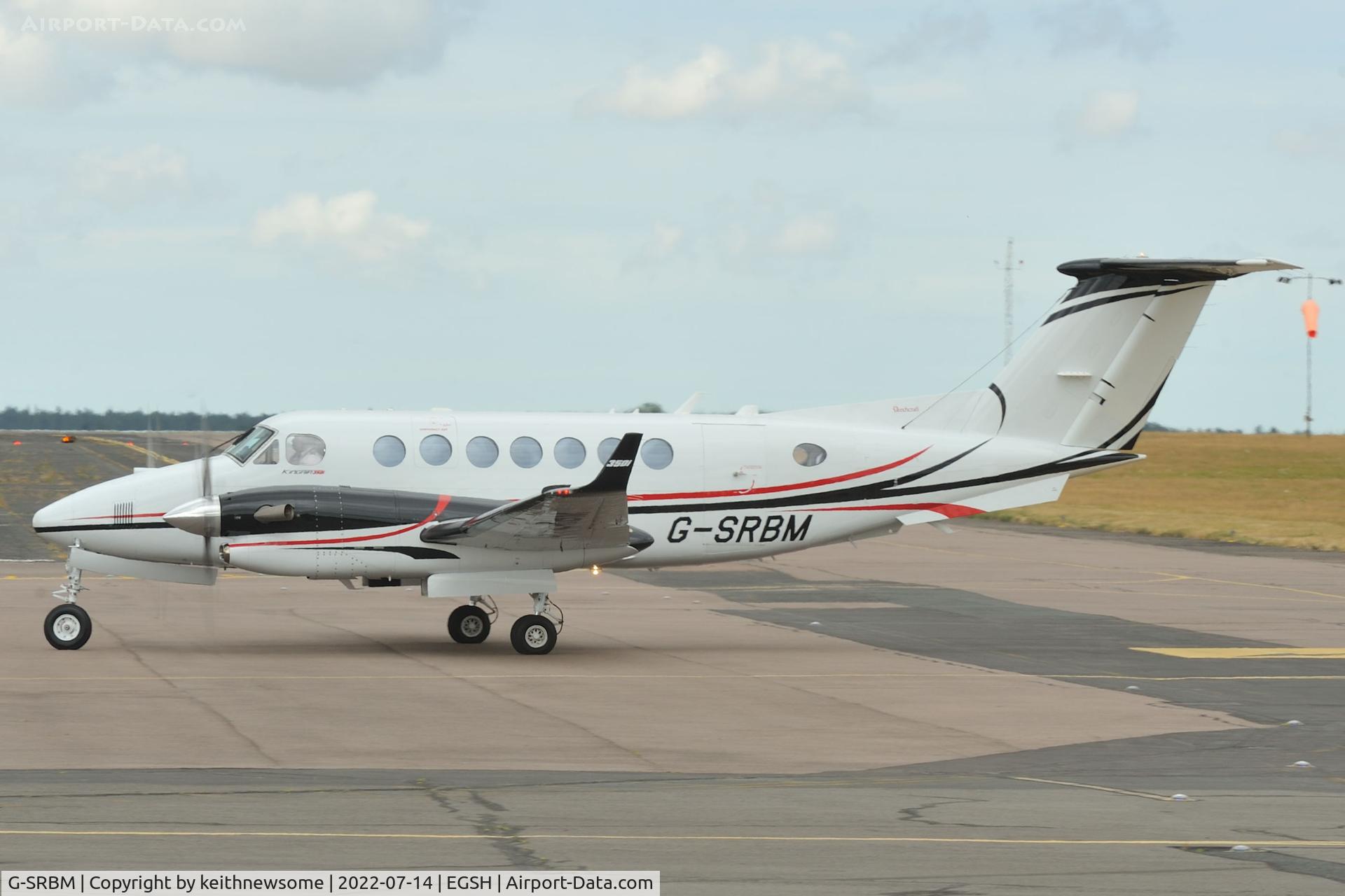 G-SRBM, 2016 Beechcraft 350i King Air (B300) C/N FL-1072, Arriving at Norwich from Majorca.