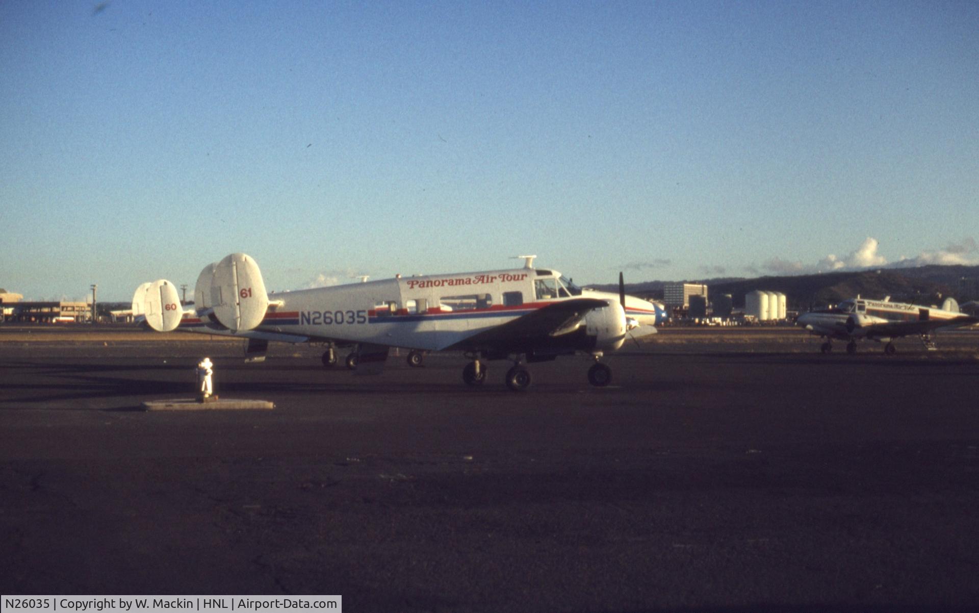 N26035, 1968 Beech H-18 C/N BA-754, Picture taken in Honolulu, HI, May 1979,  before boarding the plane for a tour of the Hawaiian islands.