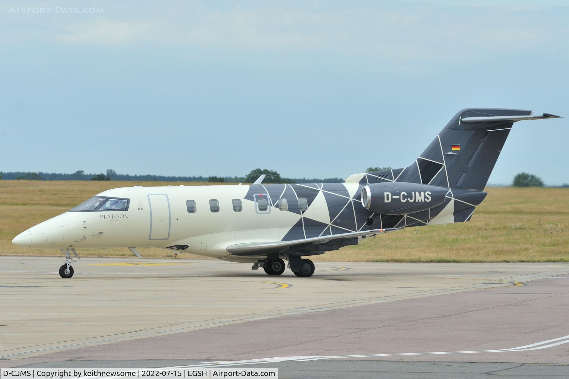 D-CJMS, 2021 Pilatus PC-24 C/N 261, Arriving at Norwich from Majorca.