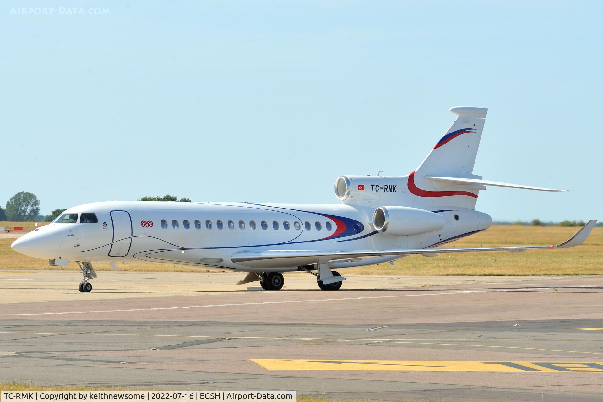 TC-RMK, 2015 Dassault Falcon 8X C/N 402, Arriving at Norwich.