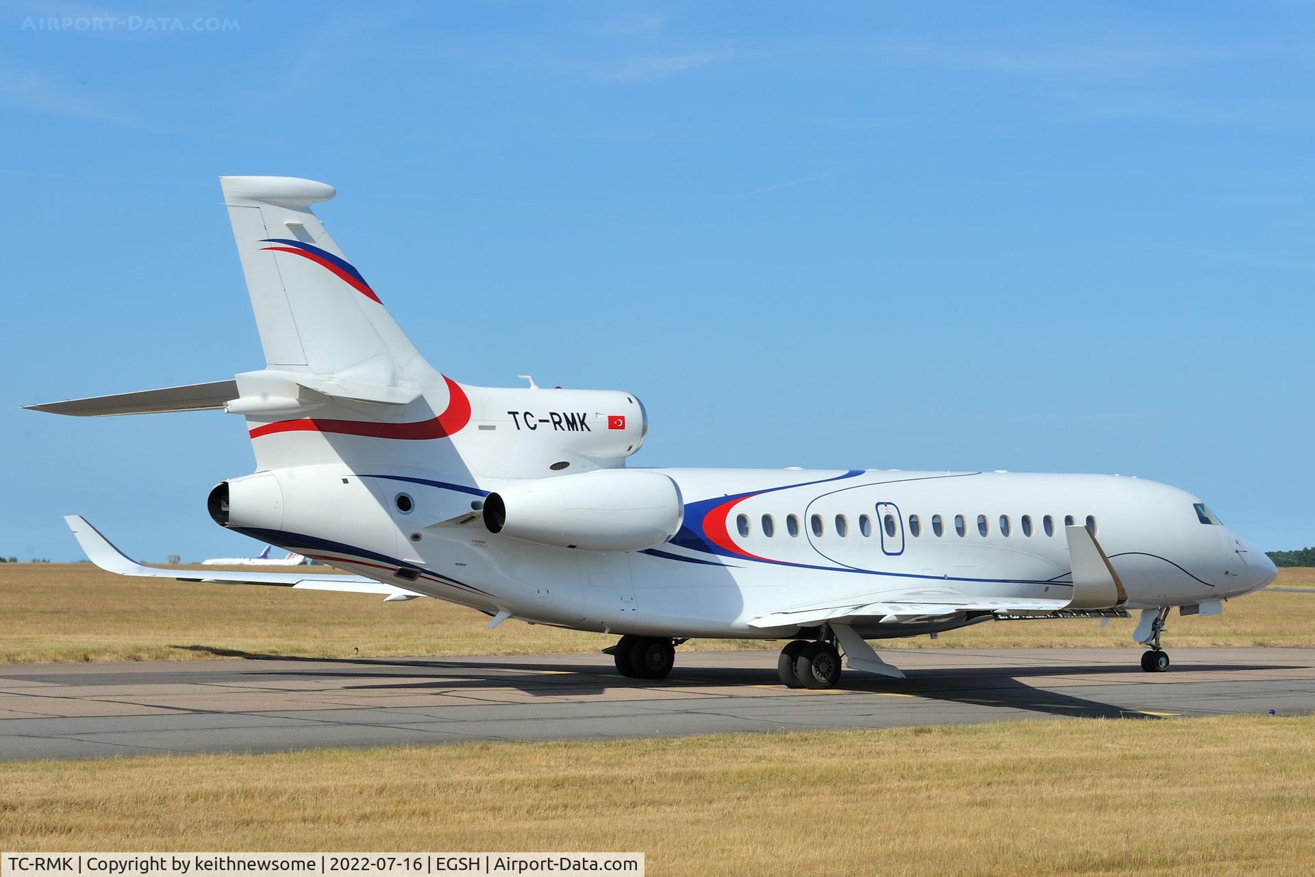 TC-RMK, 2015 Dassault Falcon 8X C/N 402, Leaving Norwich.