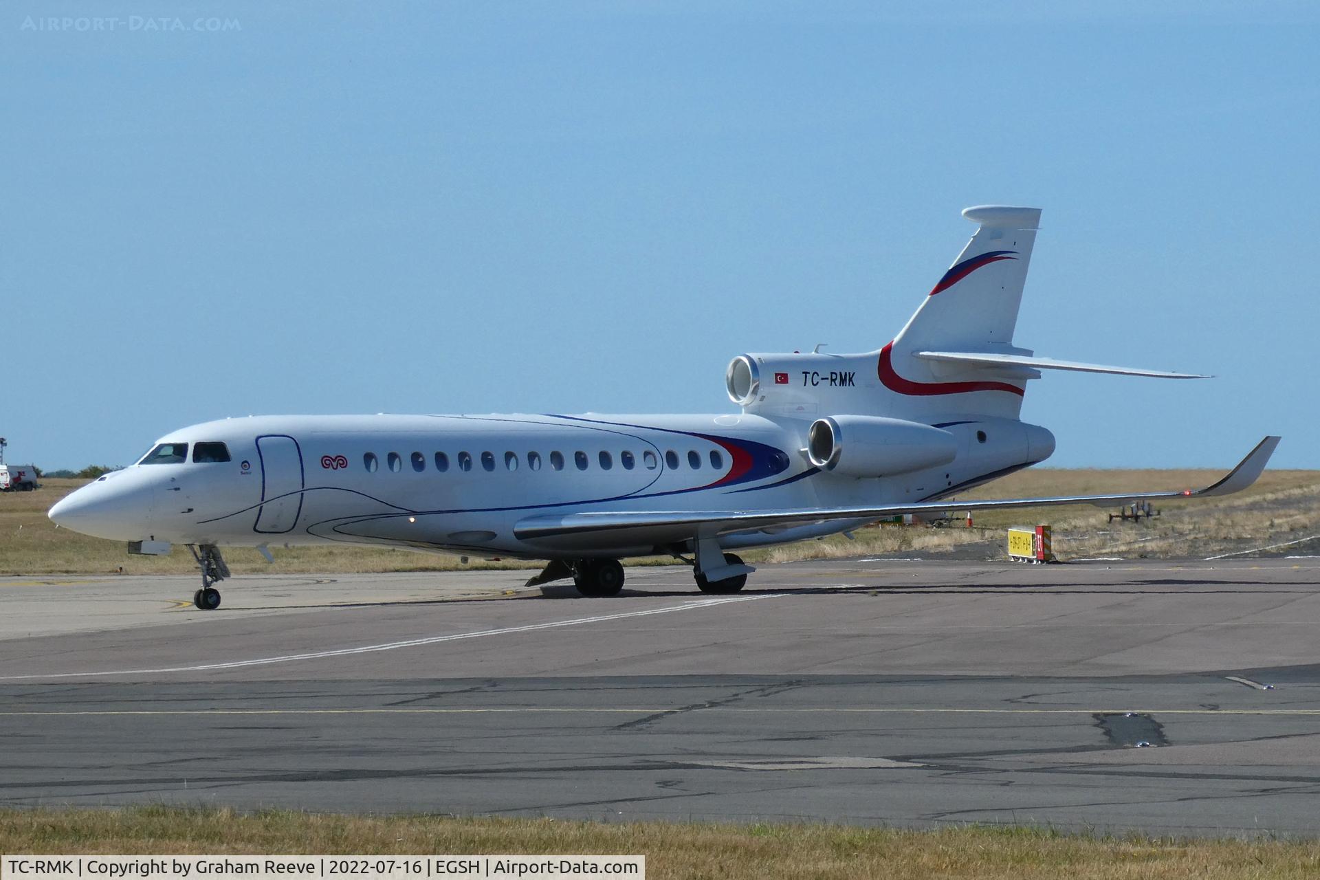 TC-RMK, 2015 Dassault Falcon 8X C/N 402, Just landed at Norwich.