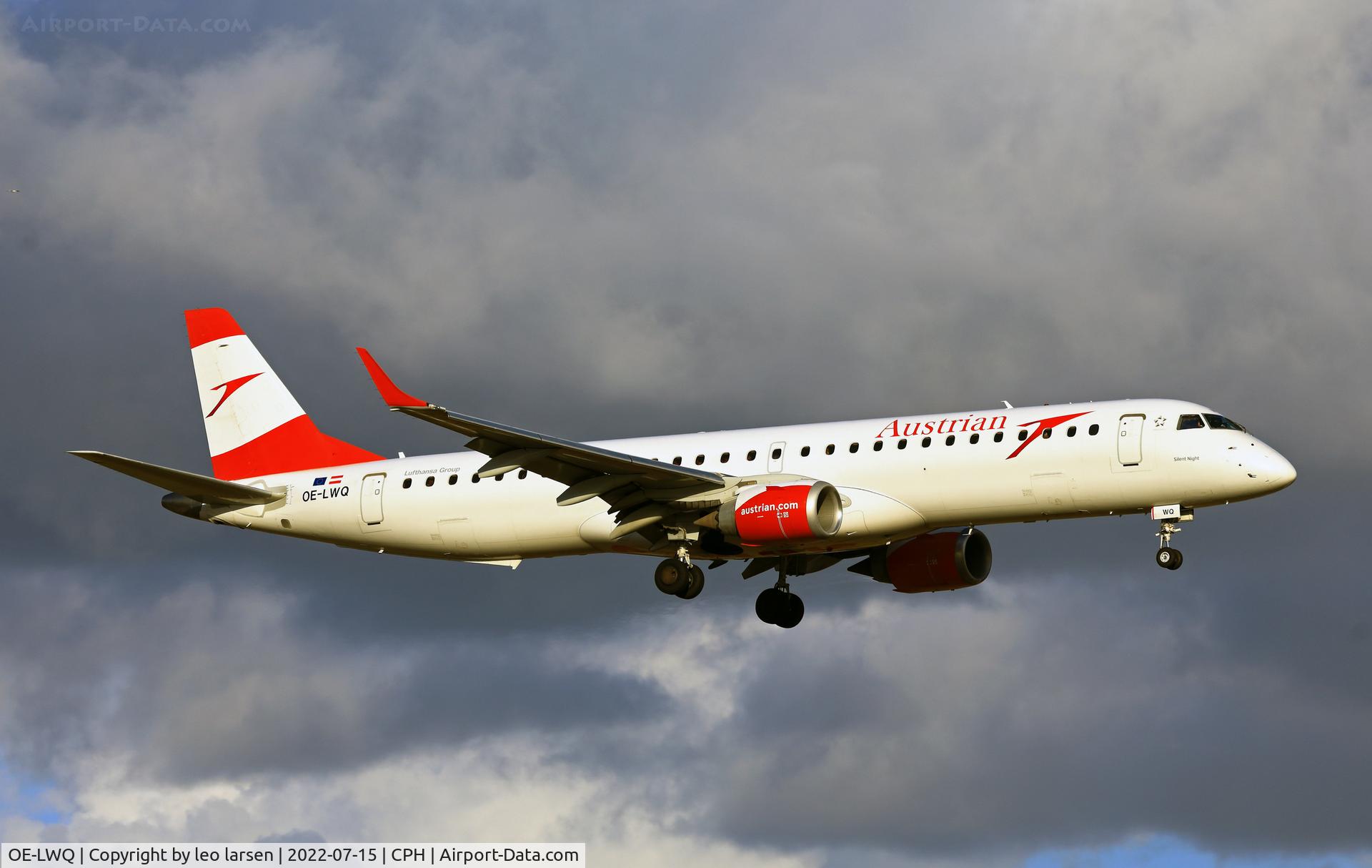 OE-LWQ, 2012 Embraer 195LR (ERJ-190-200LR) C/N 19000565, Copenhagen 15.7.2022