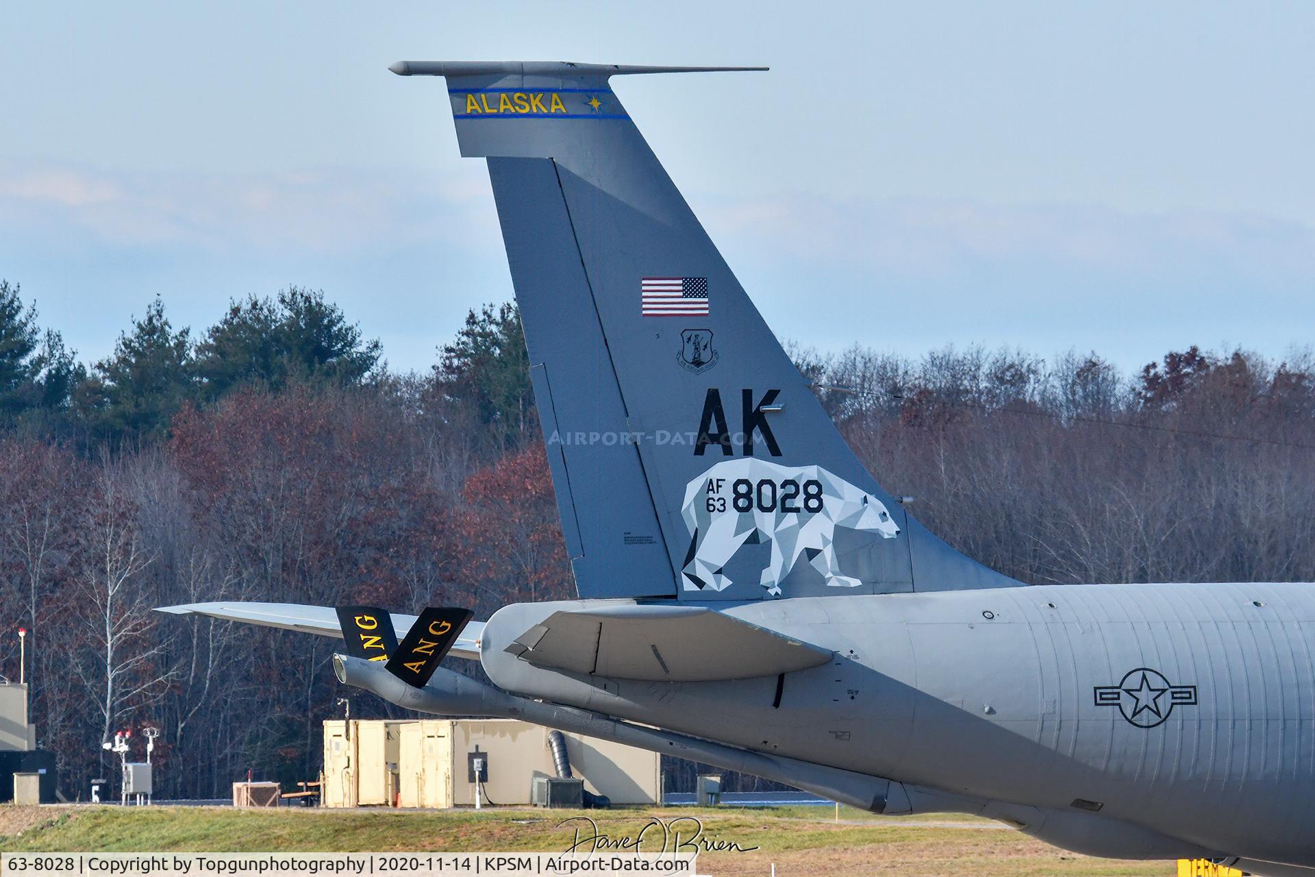 63-8028, 1964 Boeing KC-135R Stratotanker C/N 18645, Cool tail art on this tanker with 168th ARS out of Eielson AFB