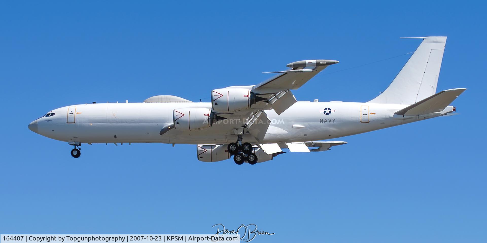 164407, 1990 Boeing E-6B Mercury C/N 24506, TACAMO coming in to land RW34
