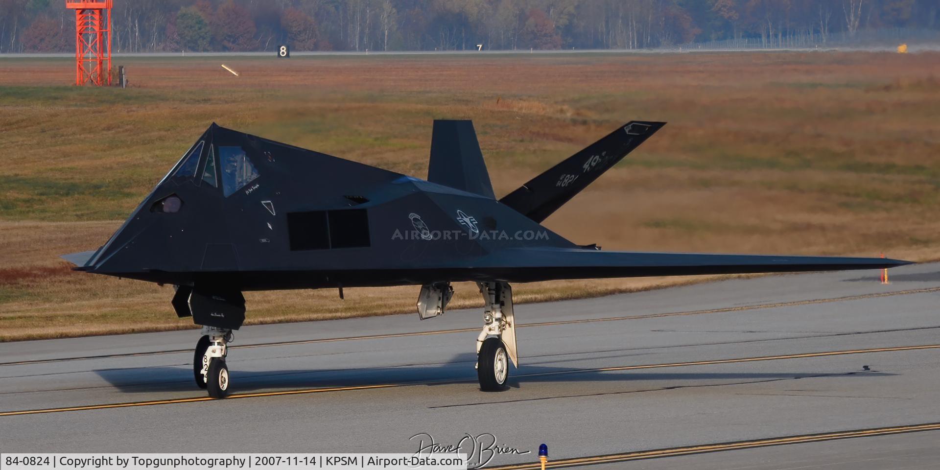 84-0824, 1984 Lockheed F-117A Nighthawk C/N A.4038, The coolest jet I've caught on my way into work, shocked it was taxiing out from the ANG ramp.