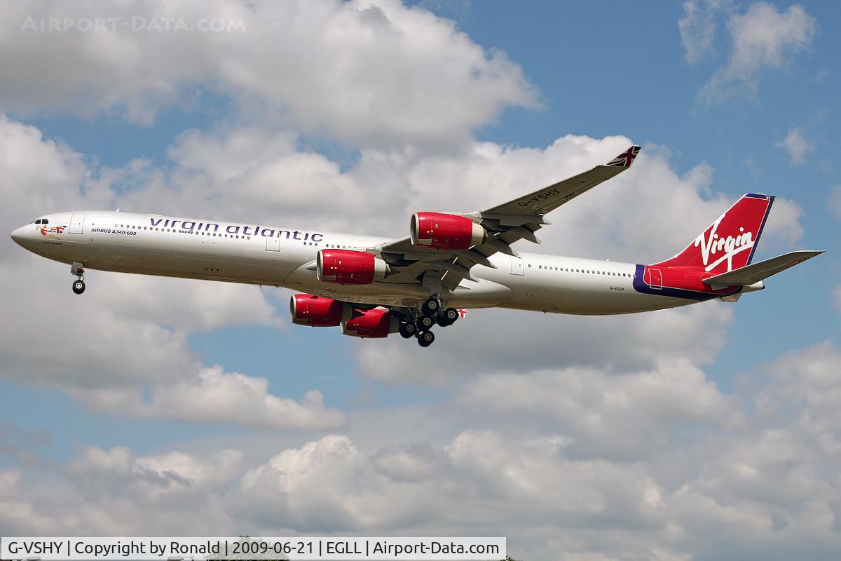 G-VSHY, 2002 Airbus A340-642 C/N 383, at lhr