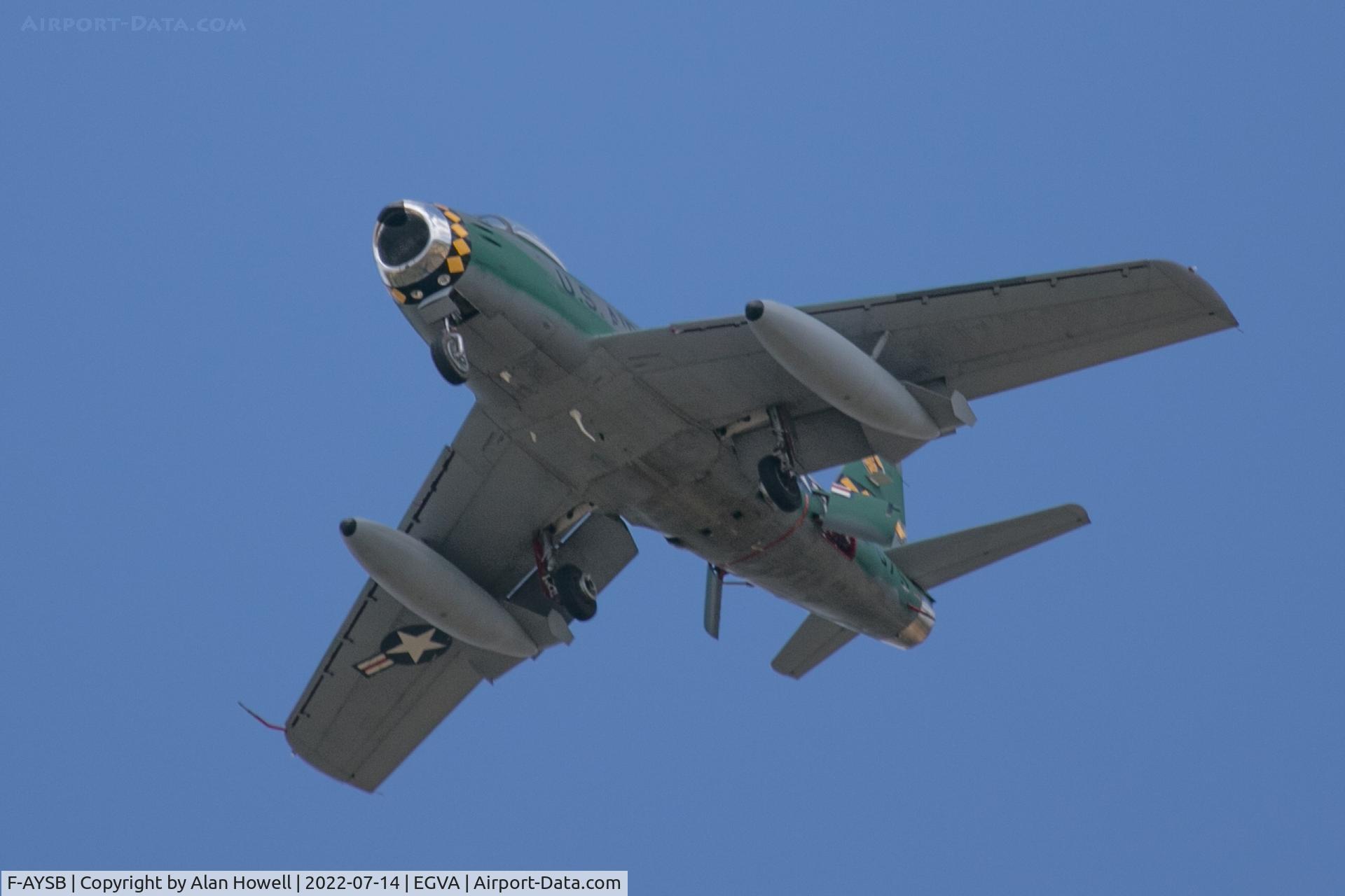 F-AYSB, 1958 Canadair CL-13B Sabre 6 C/N S6-1675, Run and break to land at RIAT 2022