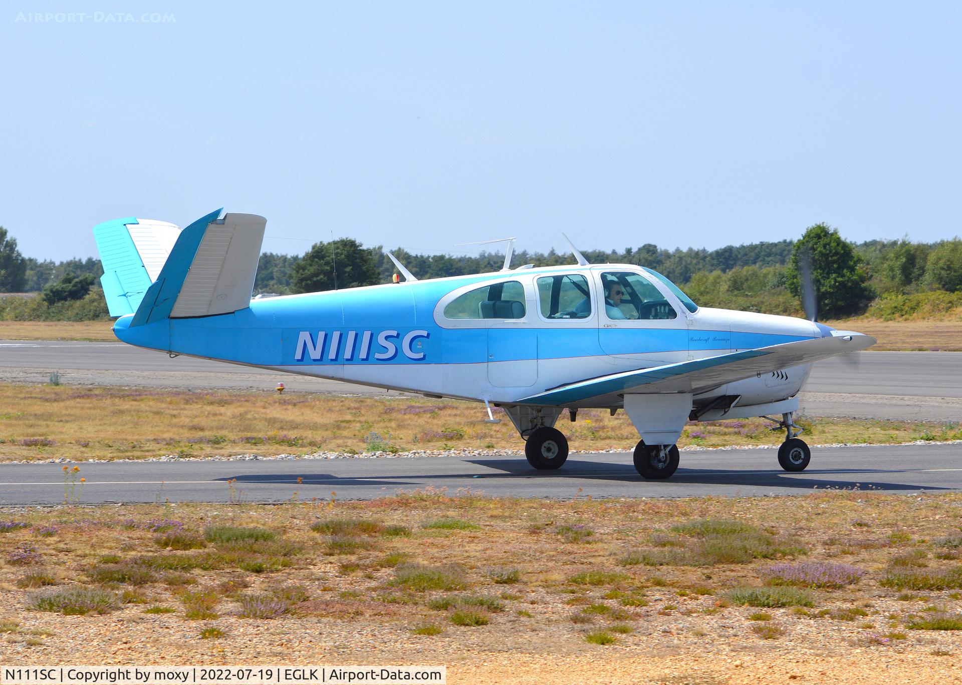 N111SC, 1961 Beech N35 Bonanza C/N D-6795, Beech N35 Bonanza departing Blackbushe.