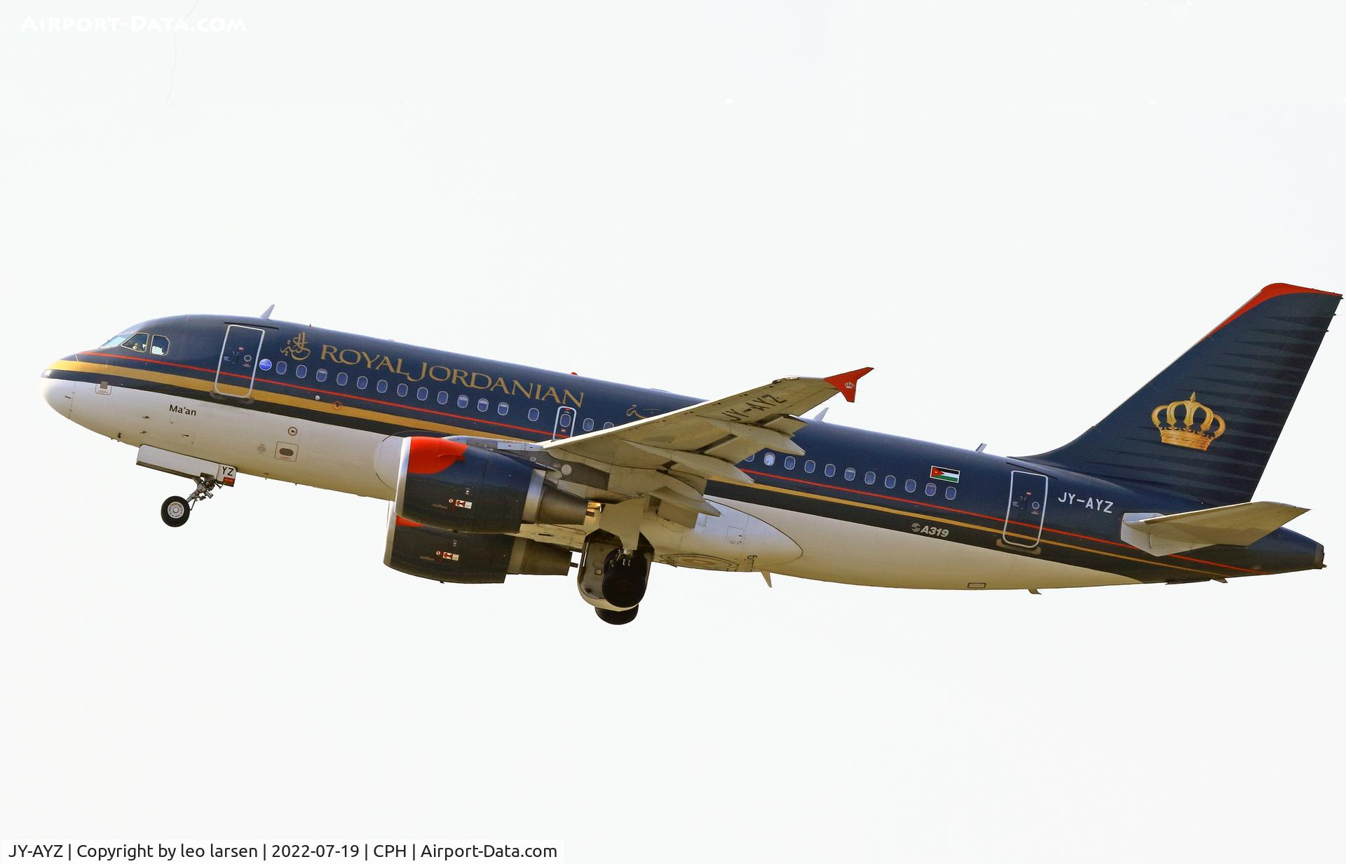 JY-AYZ, 2005 Airbus A319-111 C/N 2497, Copenhagen 19.7.2022