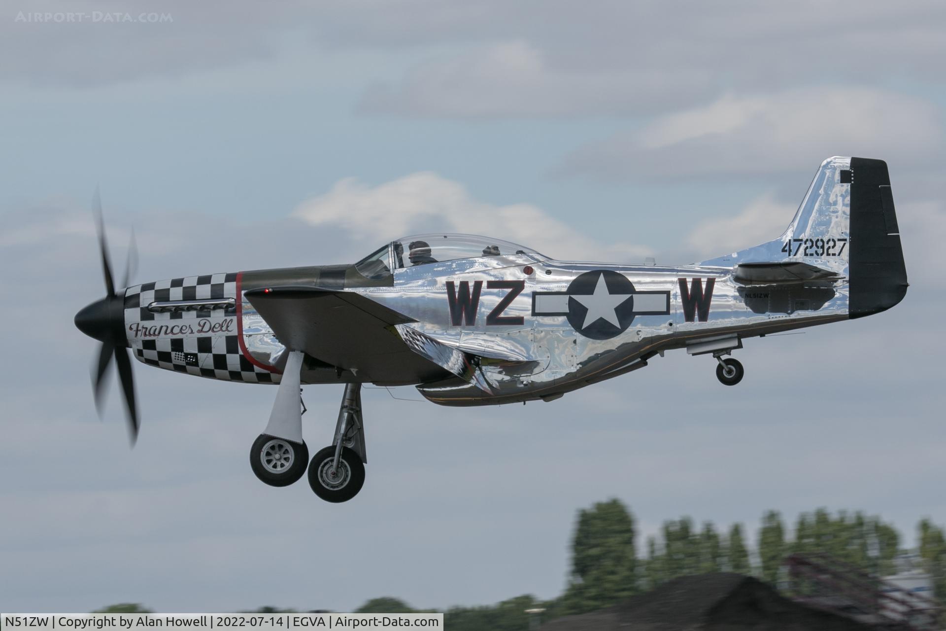 N51ZW, 1944 North American P-51D Mustang C/N 44-13903JP, Arriving at RIAT 2022