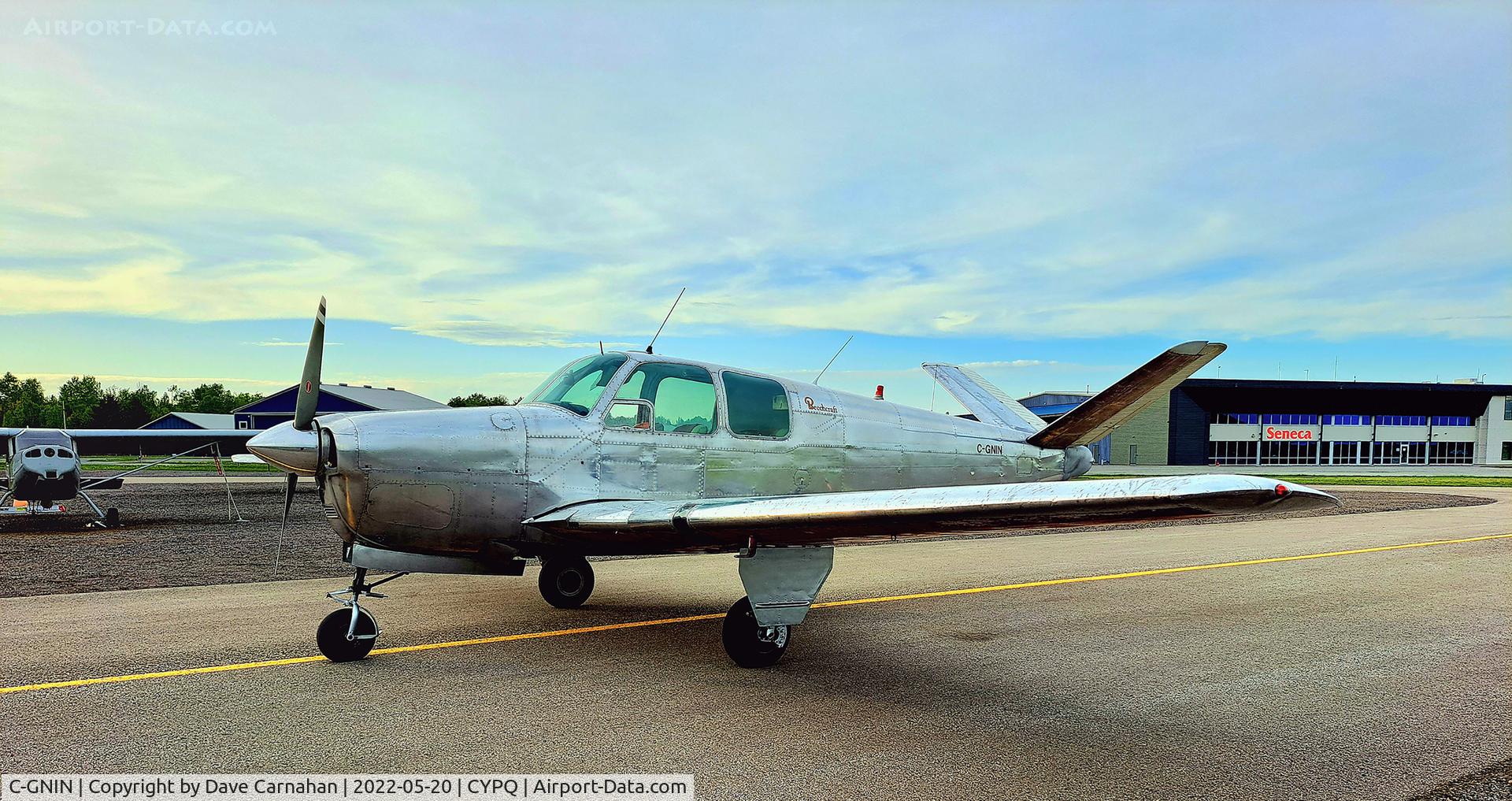 C-GNIN, 1947 Beech 35 Bonanza C/N D-798, 1947 Beech 35 V-tail Bonanza at Peterborough airport (CYPQ)