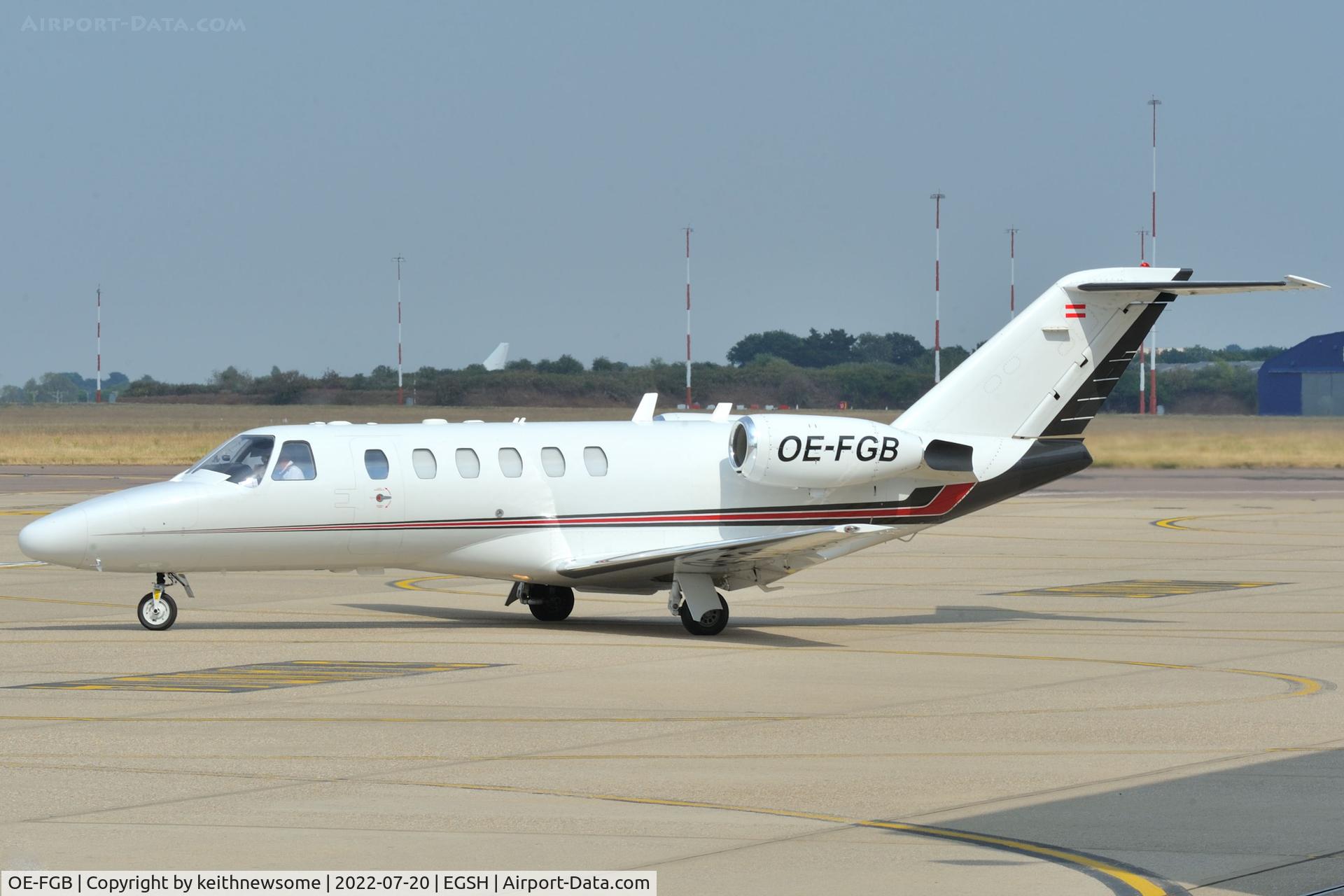 OE-FGB, 2007 Cessna 525A CitationJet CJ2 C/N 525A-0362, Leaving Norwich for Newcastle.