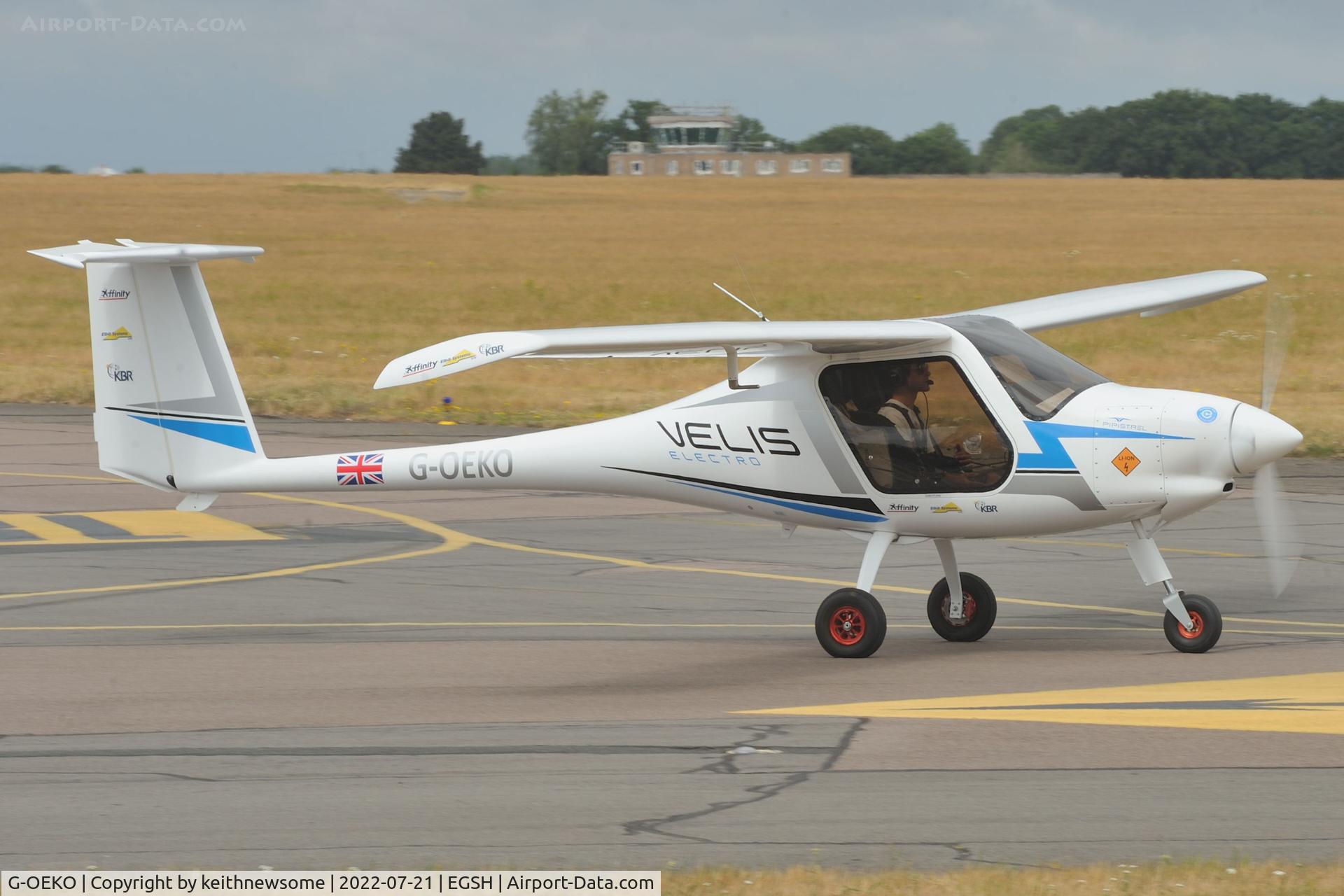 G-OEKO, 2021 Pipistrel Virus SW 128 C/N VSW1280042, Leaving Norwich.