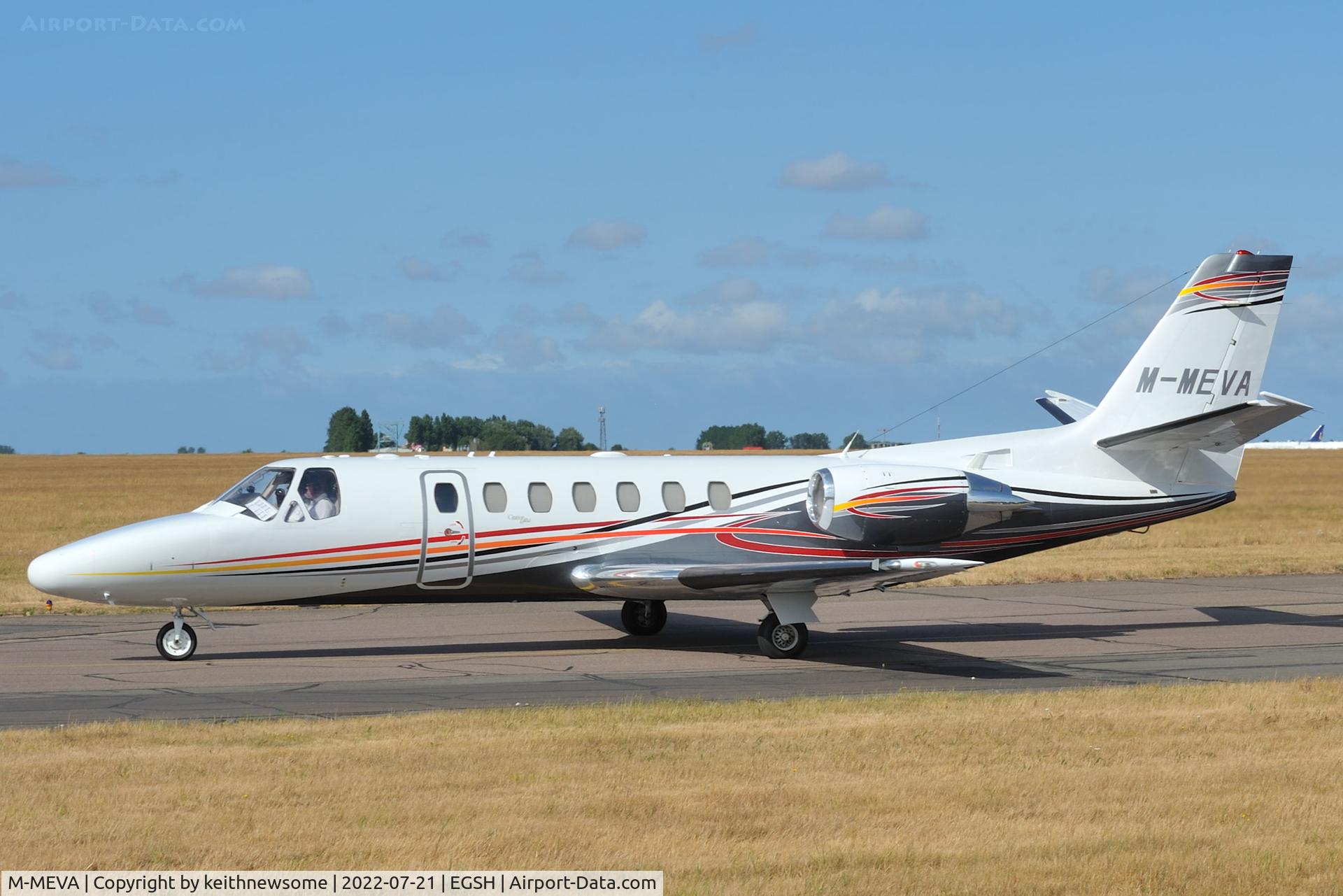 M-MEVA, 1996 Cessna 560 Citation Ultra C/N 560-0346, Arriving at Norwich from St. Nazaire, France.