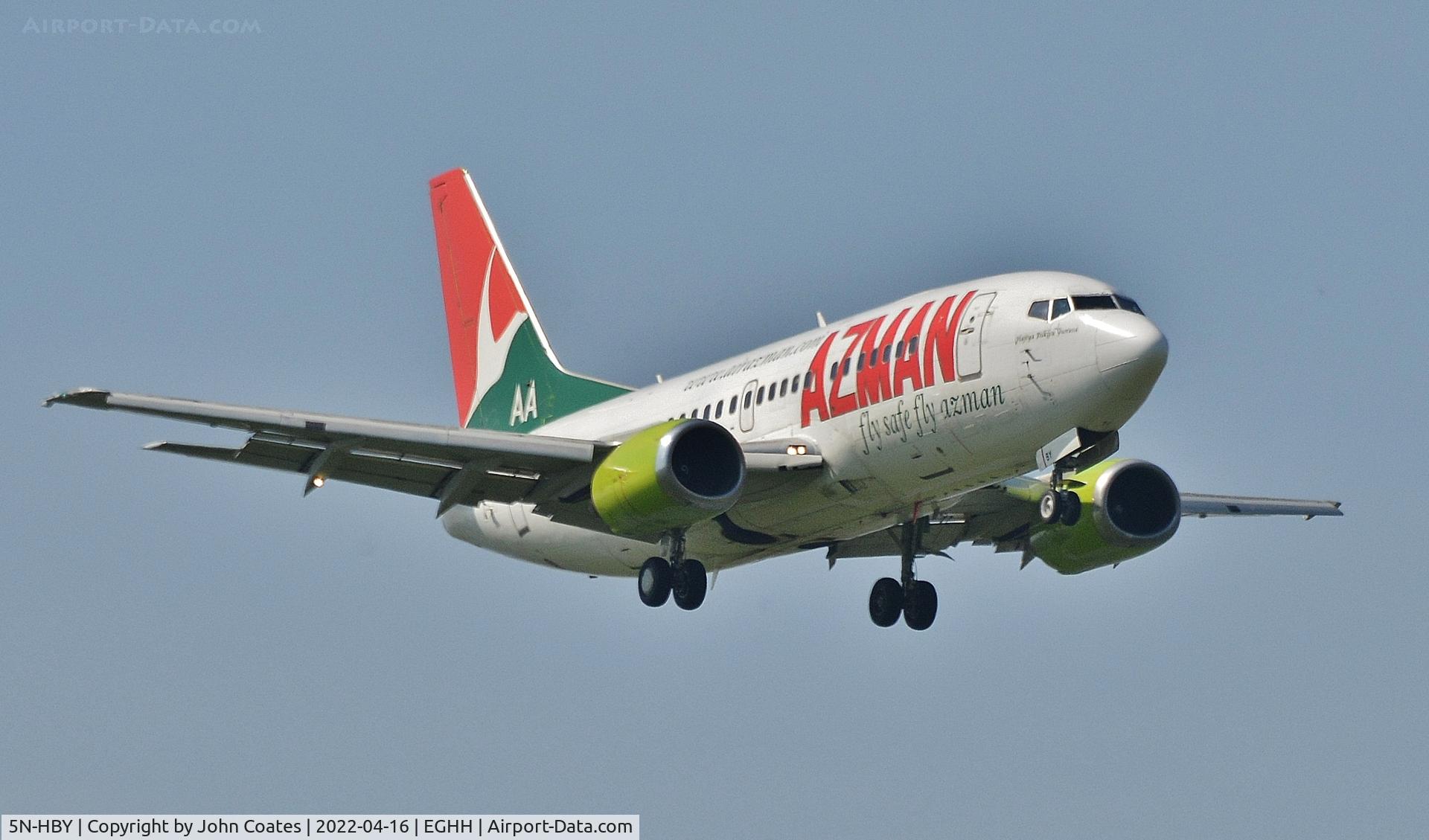5N-HBY, 1999 Boeing 737-53S C/N 29075, On final approach to 08