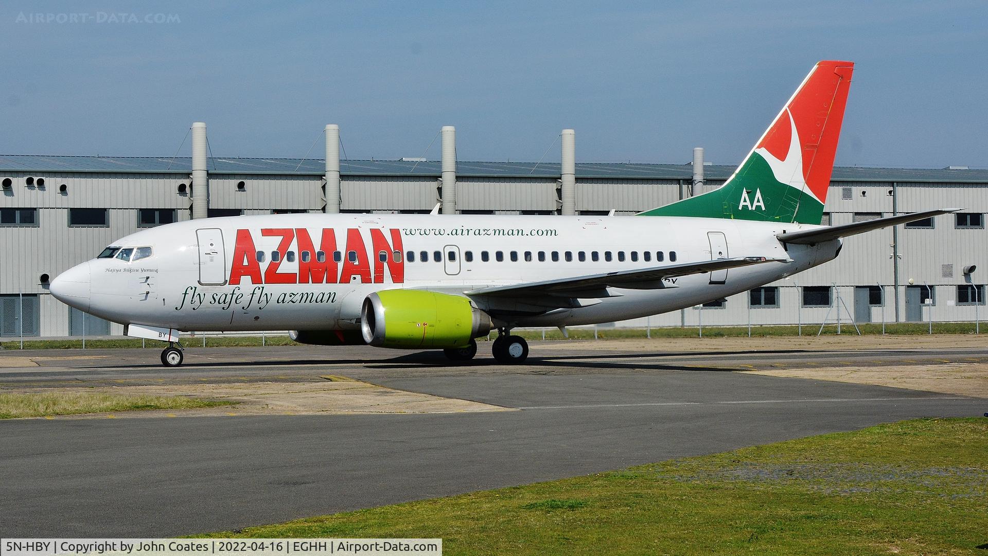 5N-HBY, 1999 Boeing 737-53S C/N 29075, Taxiing to European Aviation on arrival