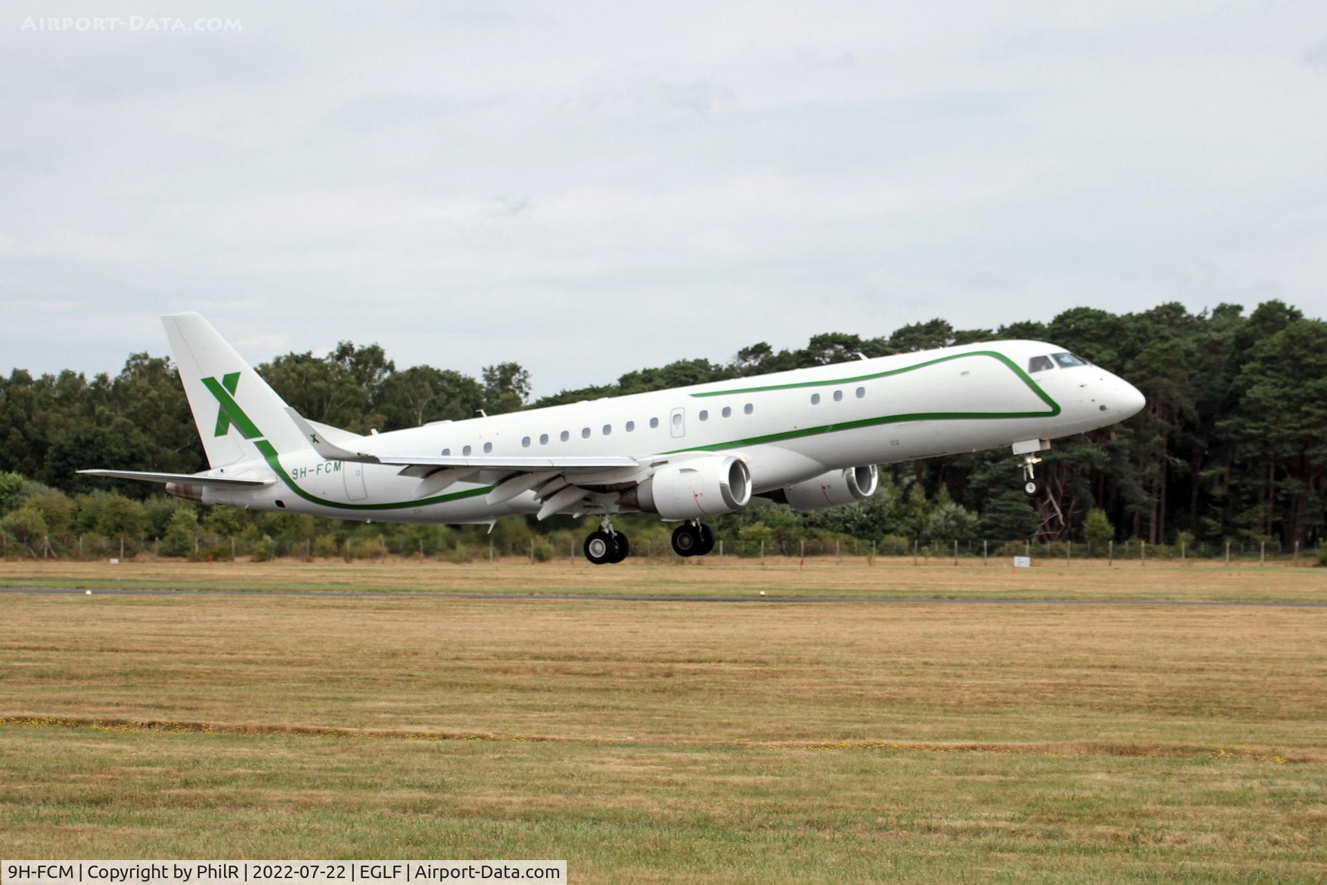 9H-FCM, 2014 Embraer ERJ-190-100ECJ Lineage 1000 C/N 19000641, Morning arrival at Farnborough