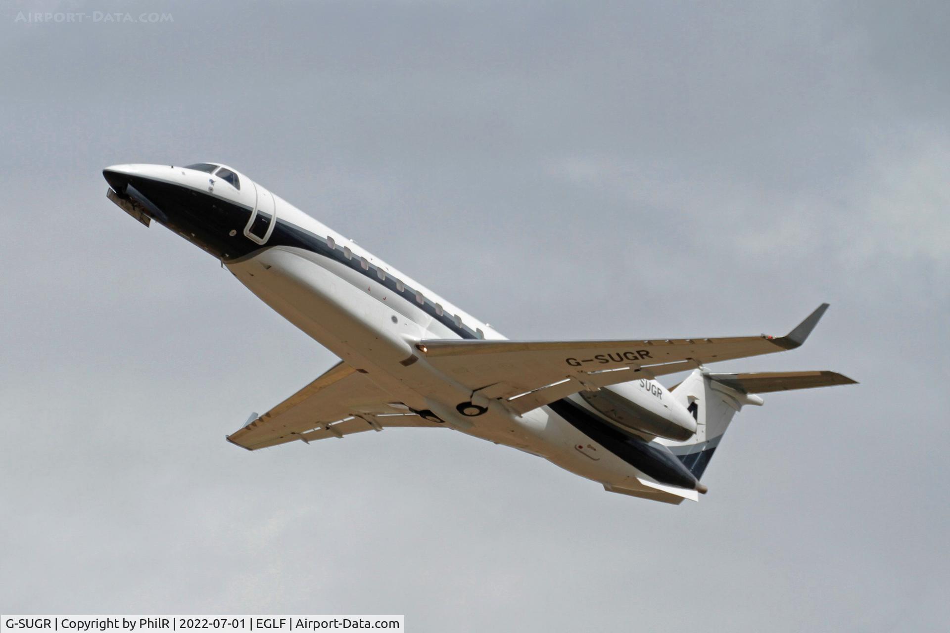G-SUGR, 2014 Embraer EMB-135BJ Legacy 650 C/N 14501199, Departing Farnborough