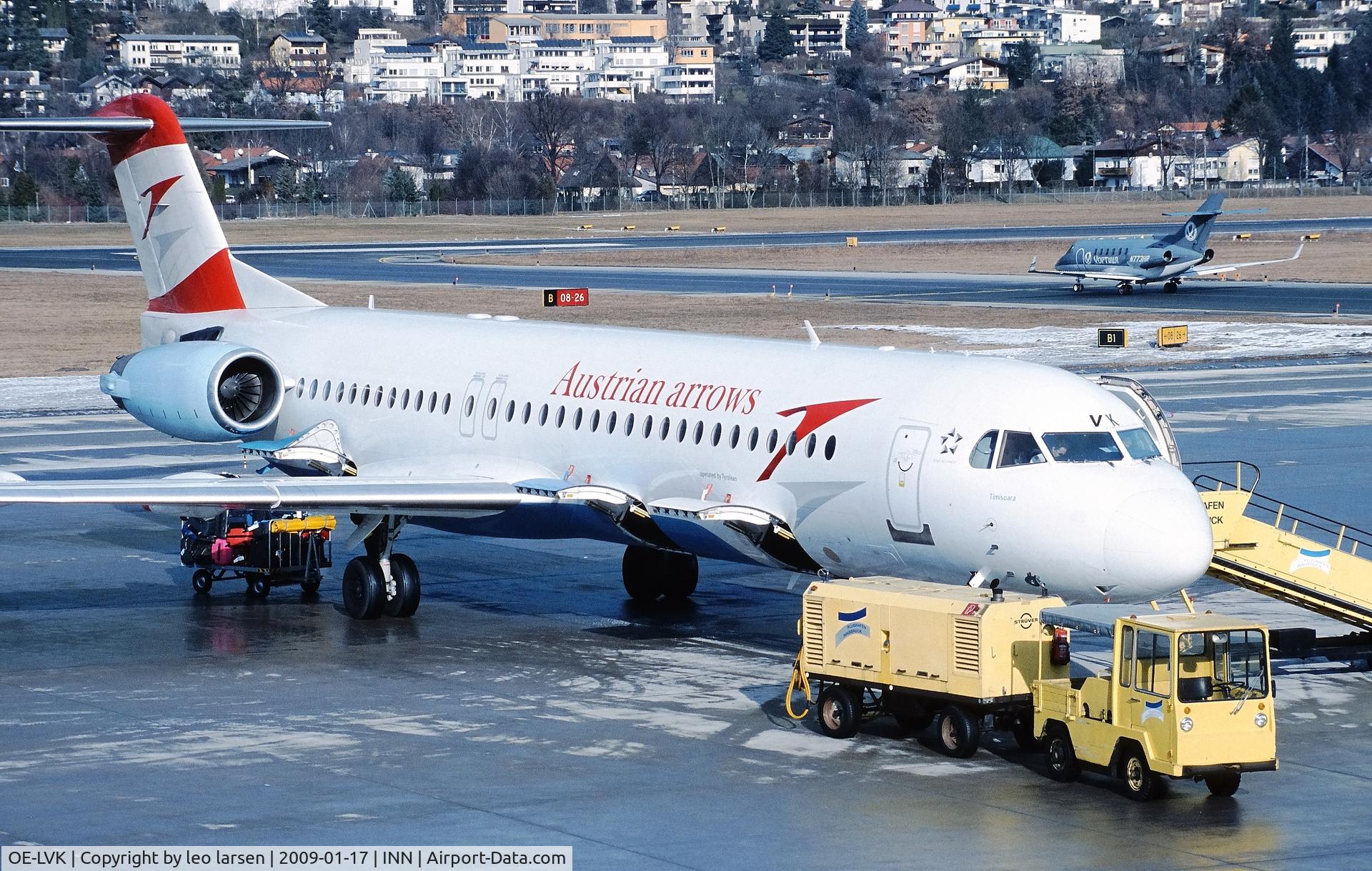 OE-LVK, 1992 Fokker 100 (F-28-0100) C/N 11397, Innsbruck 17.1.2009