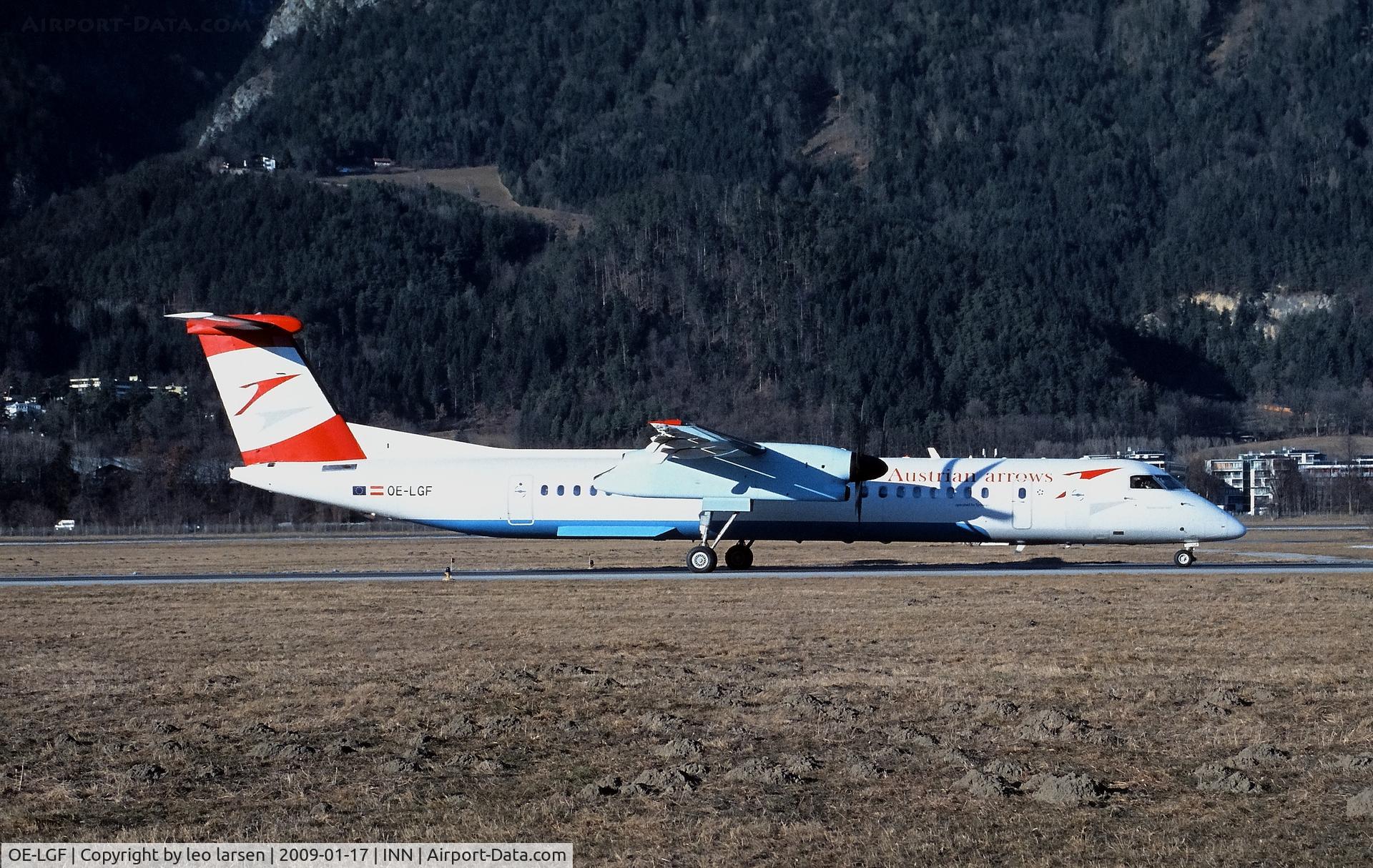 OE-LGF, 2002 De Havilland Canada DHC-8-402Q Dash 8 C/N 4068, Innsbruck 17.1.2009
