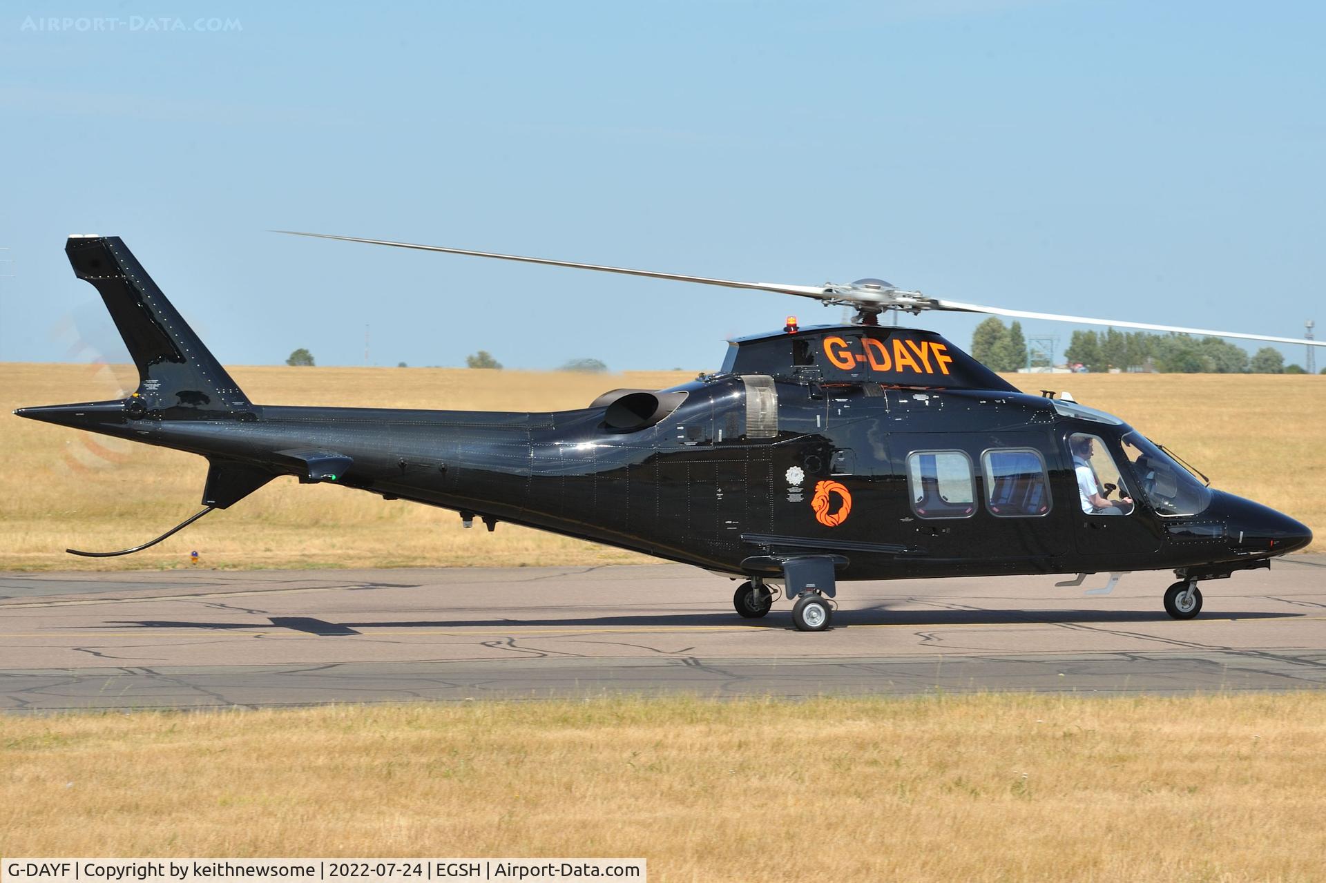 G-DAYF, 2010 Agusta AW-109SP Grand New C/N 22216, Leaving Norwich for Carlisle.