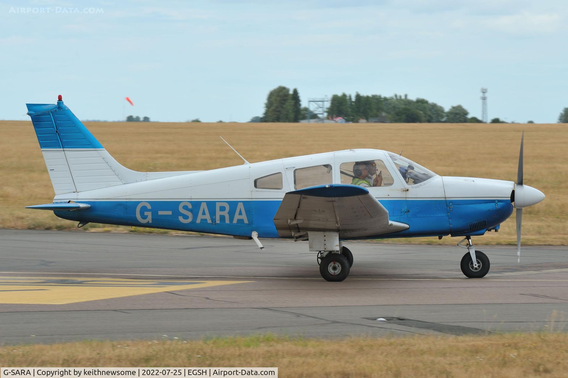 G-SARA, 1979 Piper PA-28-181 Cherokee Archer II C/N 28-7990039, Leaving Norwich.