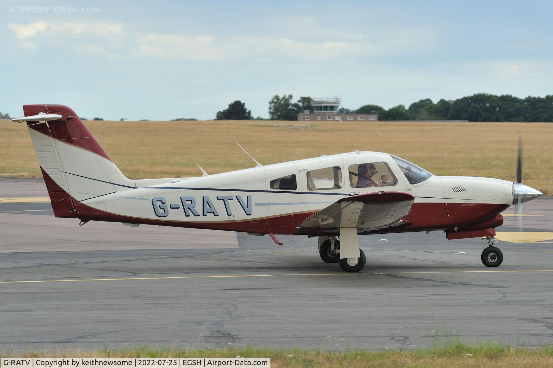G-RATV, 1983 Piper PA-28RT-201T Turbo Arrow IV Arrow IV C/N 28R-8431005, Leaving Norwich for Fairoaks.