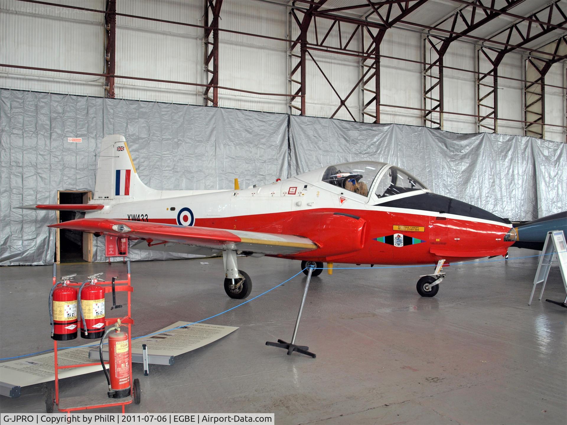 G-JPRO, 1972 BAC 84 Jet Provost T.5A C/N EEP/JP/1055, Into storage at RAF Shawbury in 1995 after service life. Sold into civilian life in 1995 and ending up with the Classic Flight at Newquay via Baginton. Now with the Cornwall Aviation Hertitage Centre.