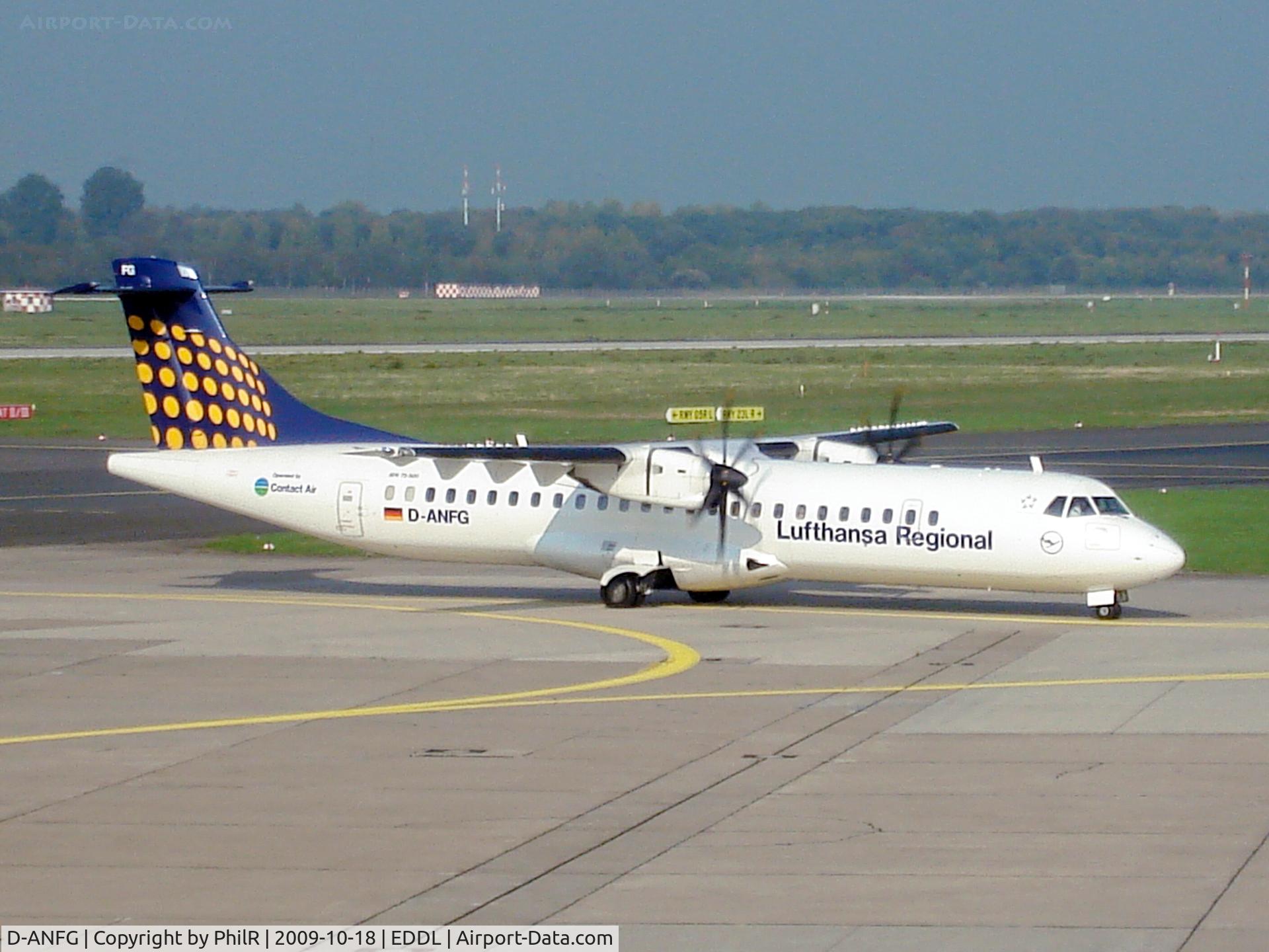 D-ANFG, 2001 ATR 72-212A C/N 658, Taxying at Dusseldorf