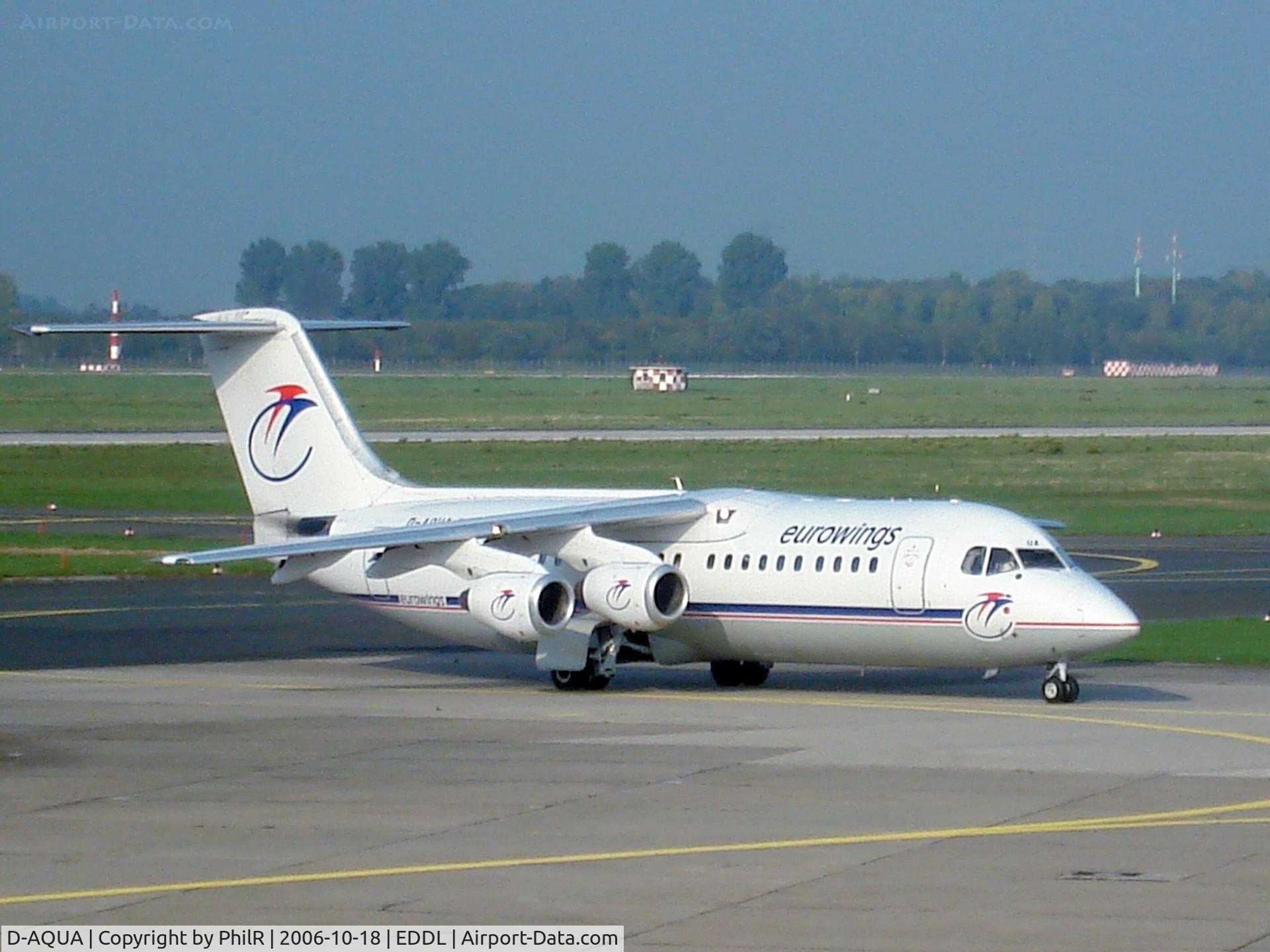 D-AQUA, 1988 British Aerospace BAe.146-300A C/N E3118, Approaching the stand at Dusseldorf