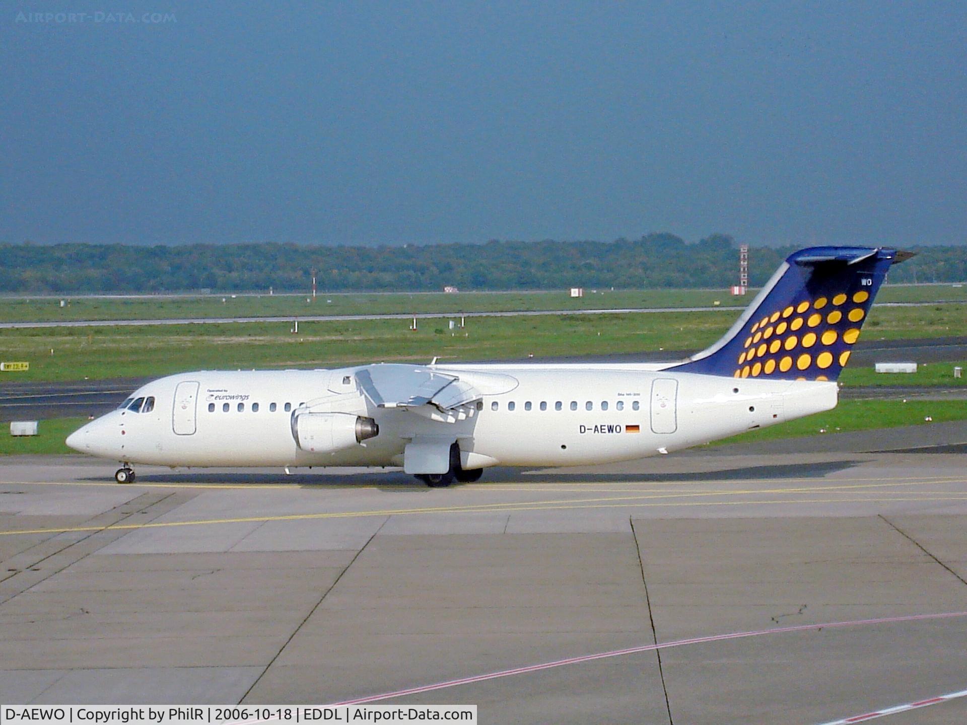 D-AEWO, 1990 British Aerospace BAe.146-300 C/N E3162, Eurowings departre at Dusseldorf