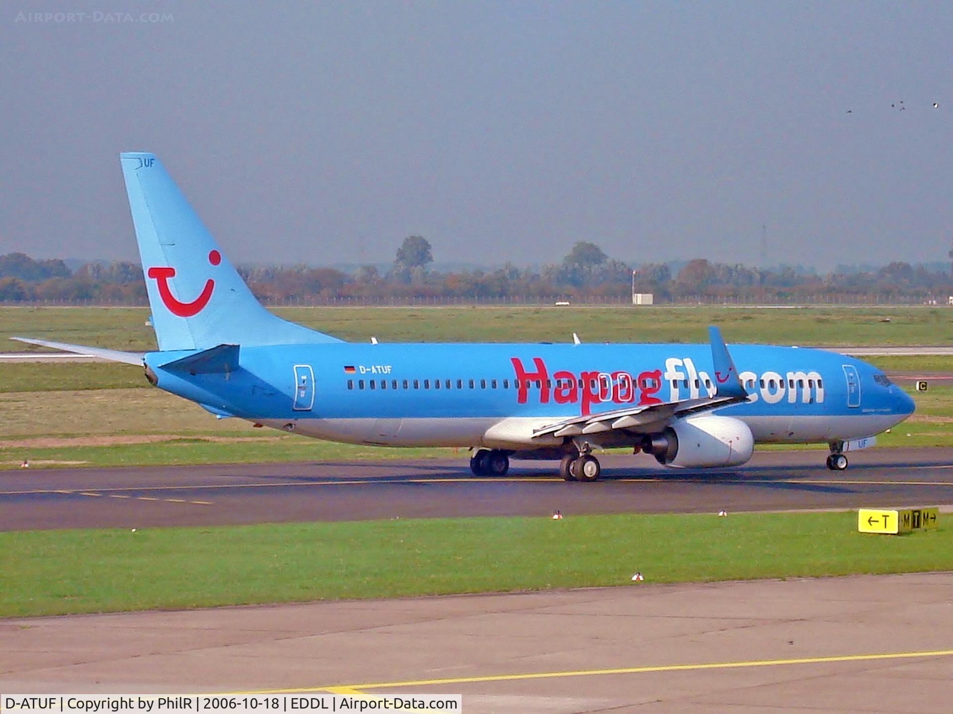 D-ATUF, 2006 Boeing 737-8K5 C/N 34687, Hapag fly departure at Dusseldorf