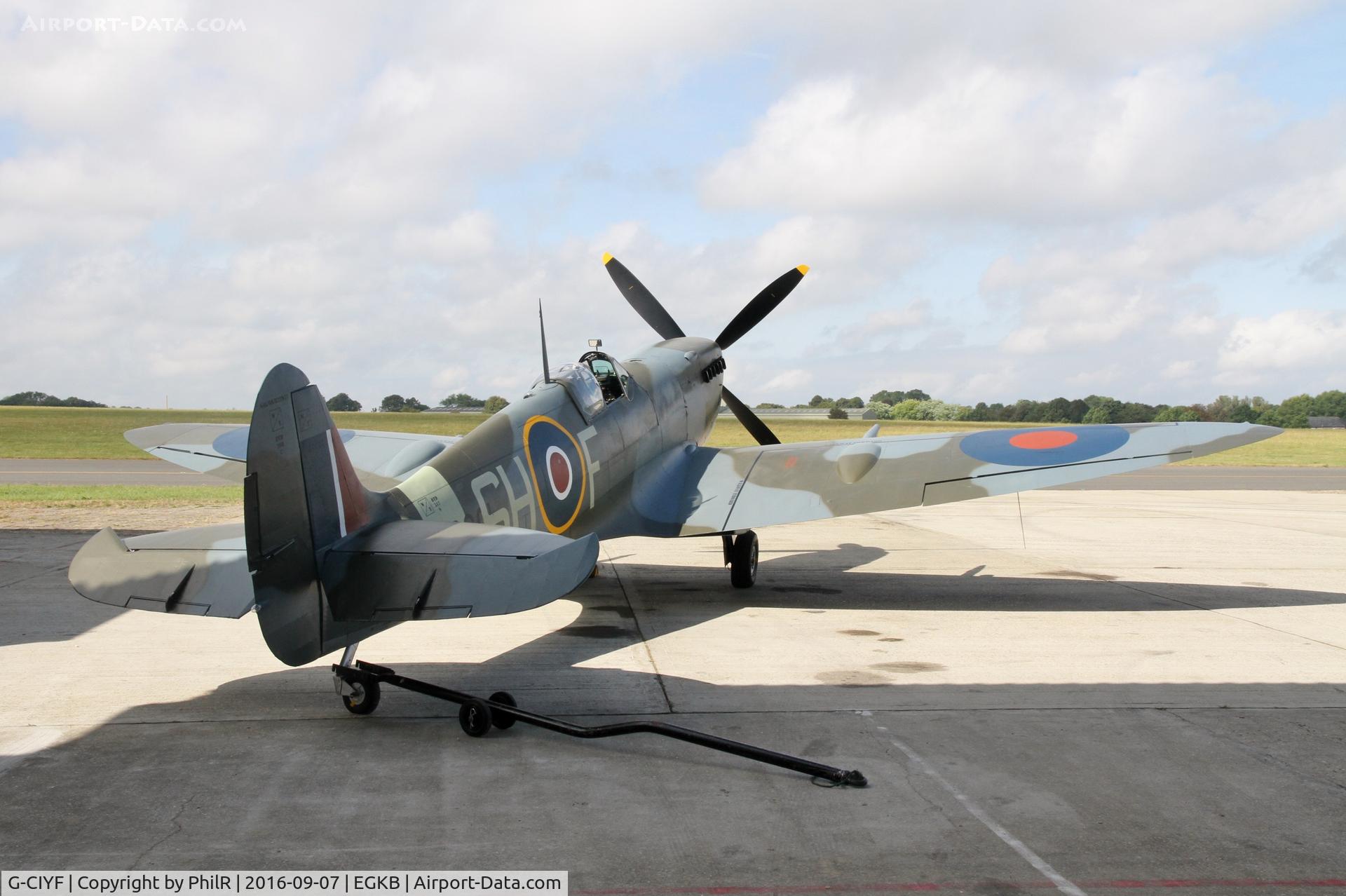 G-CIYF, 1942 Supermarine Spitfire F.IX C/N 6S-160931, BR601 outside the Heritage Hangar at Biggin Hill.