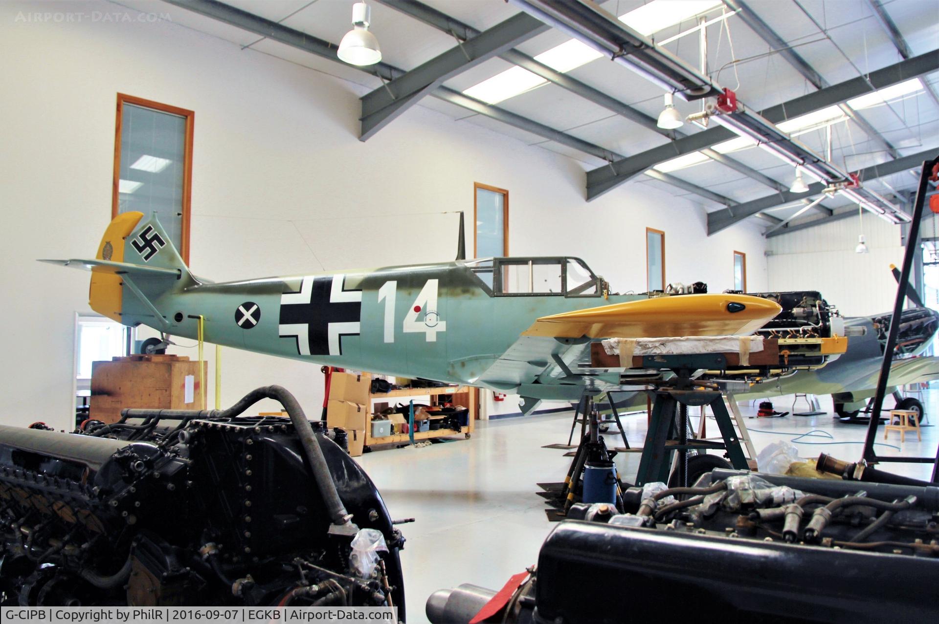 G-CIPB, 1939 Messerschmitt Bf-109E-4 C/N 3579, 1939 Me109E in the Heritage Hangar at Biggin Hill.