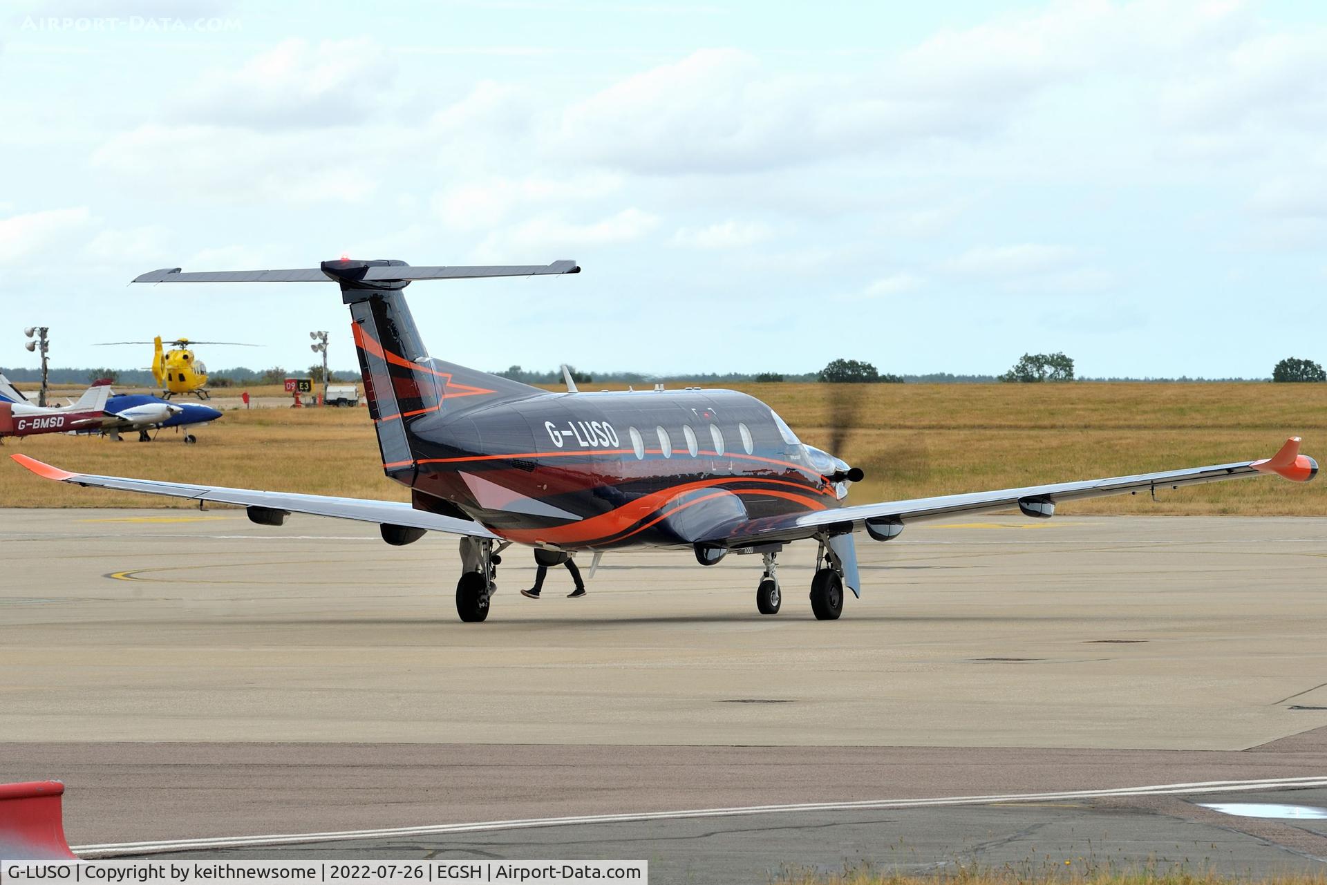 G-LUSO, 2019 Pilatus PC-12/47E C/N 1880, Arriving at Norwich.