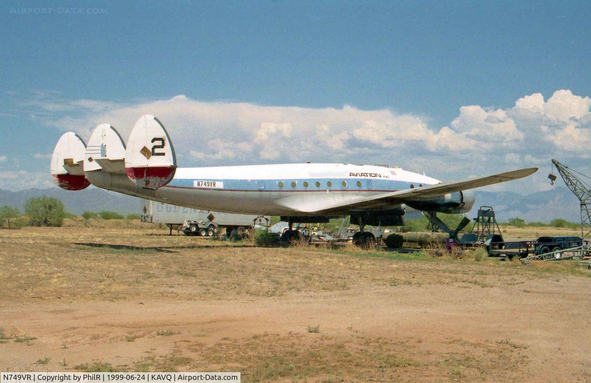 N749VR, 1949 Lockheed L-749-79 Constellation C/N 2604, This connie later came to Holland (in 2001) and is now residing at Lelystad in KLM colours as N749NL/PH-FLE. Intended to fly, it eventually became a static exhibition.