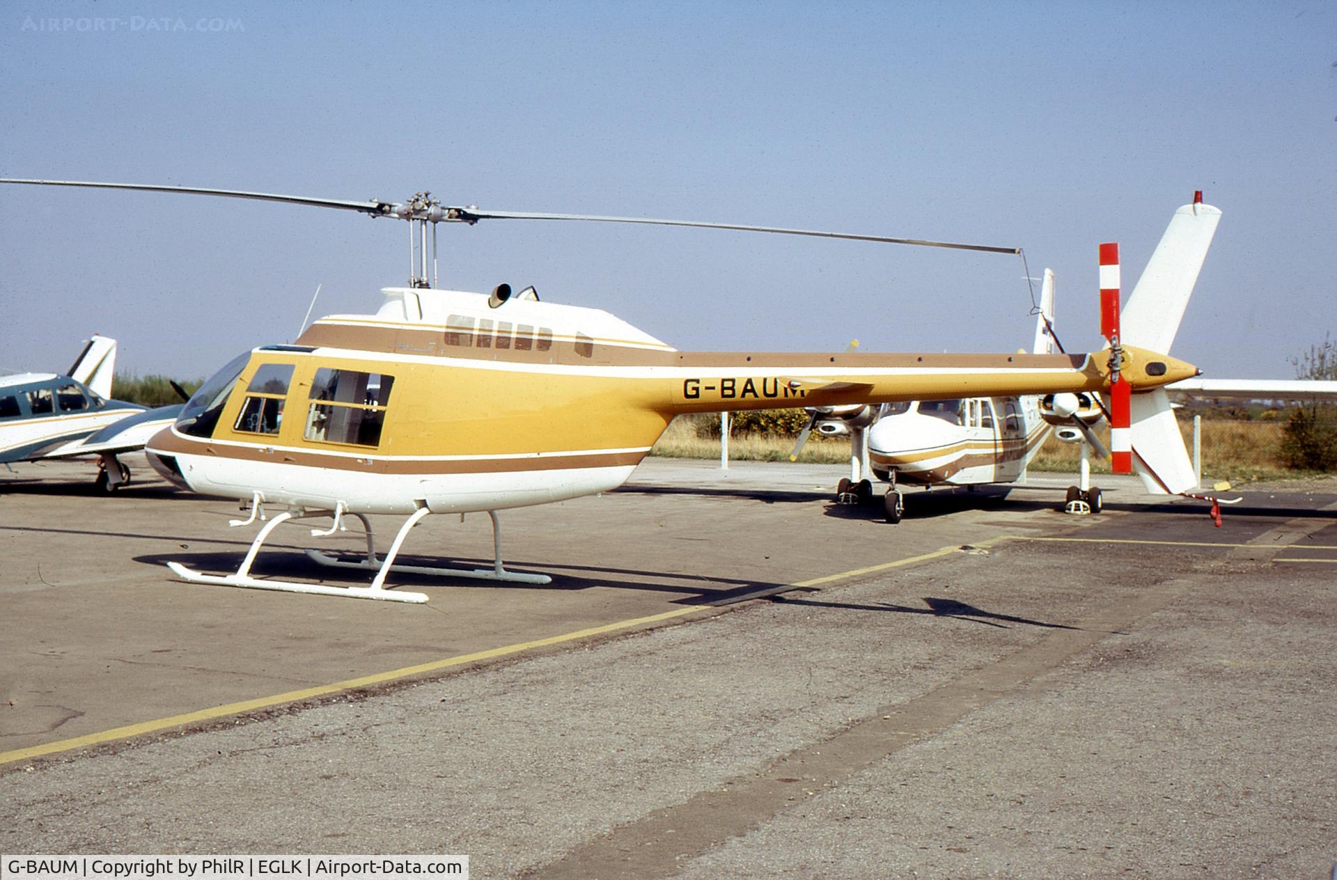 G-BAUM, 1973 Bell 206B JetRanger II C/N 987, Blackbushe visitor.