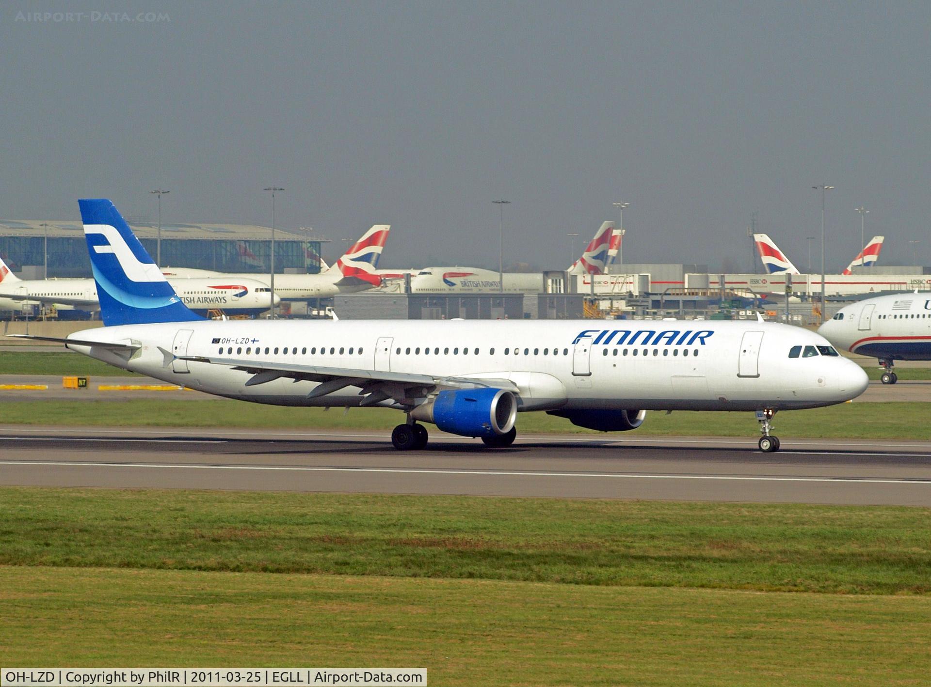 OH-LZD, 2000 Airbus A321-211 C/N 1241, Takeoff on 27R at LHR