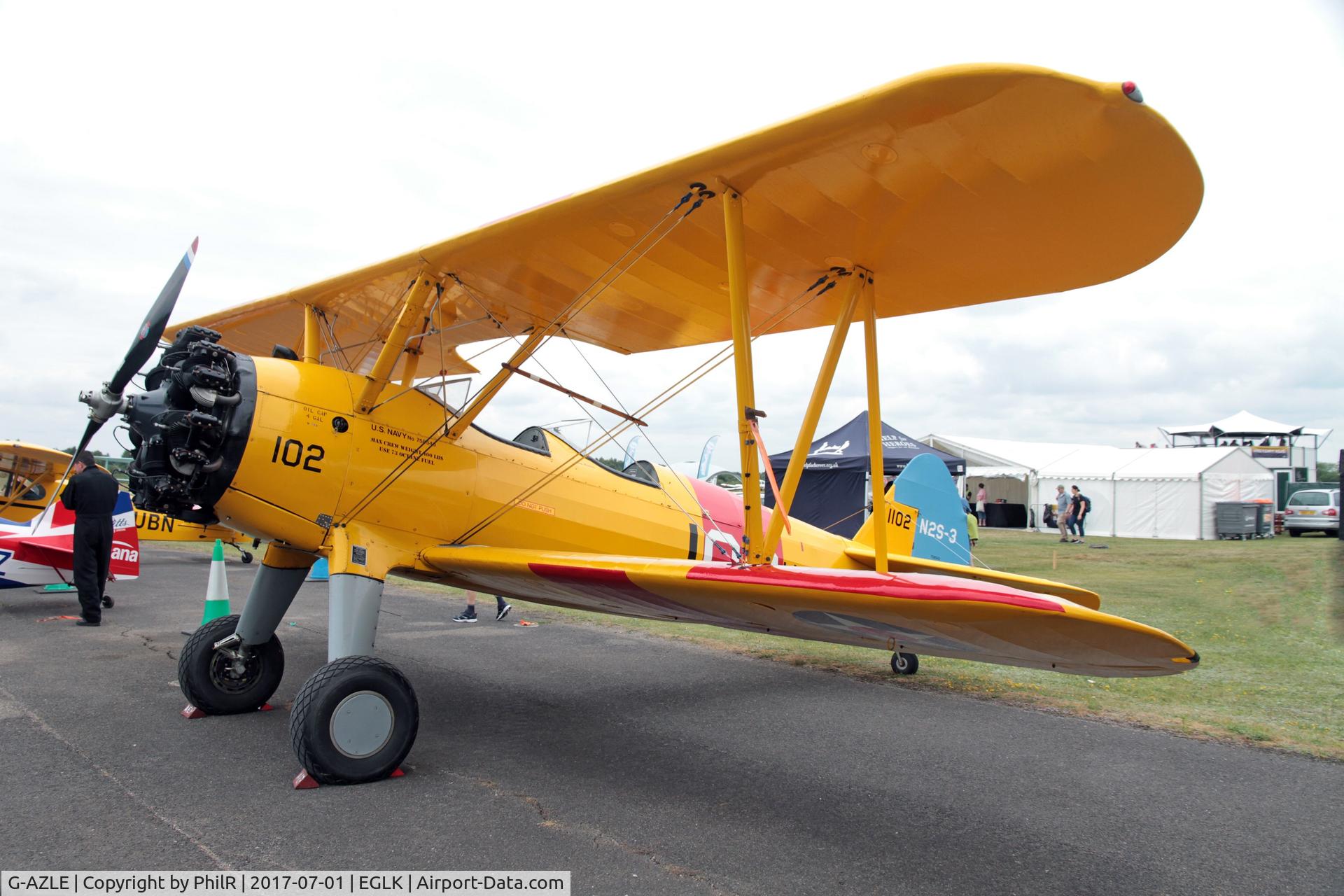 G-AZLE, 1940 Boeing E-75 C/N 75-8543, Boeing Stearman at the Blackbushe 75th Anniversary in 2017.