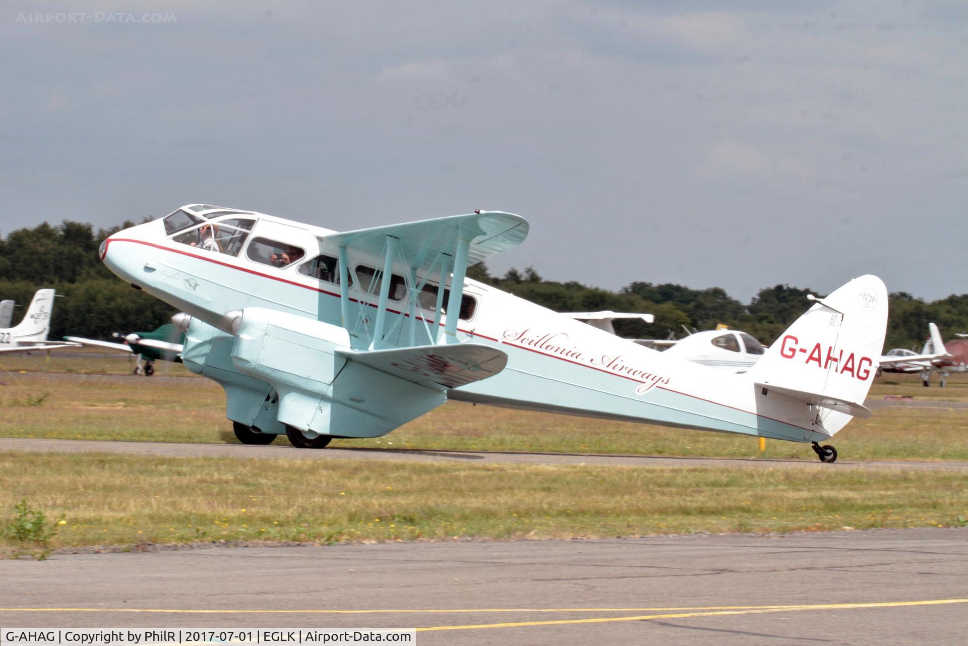 G-AHAG, 1945 De Havilland DH-89A Dominie I/Dragon Rapide C/N 6926, Flying in Scillonia Airways colours at the 75th anniversary of Blackbushe display.